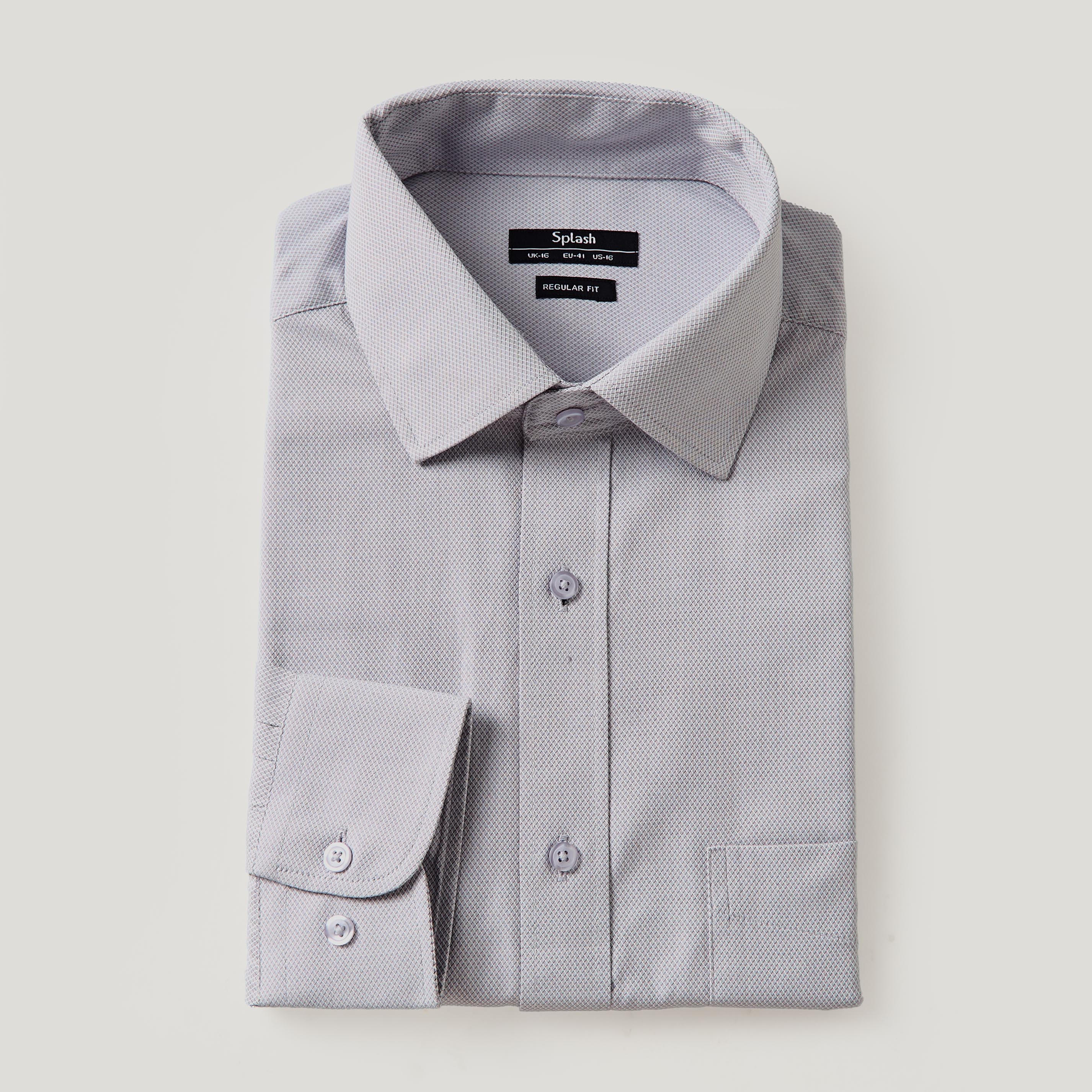 قميص بارز الملمس بأكمام طويلة وياقة وقصة عادية للرجال-men-clothing-shirts-image-2