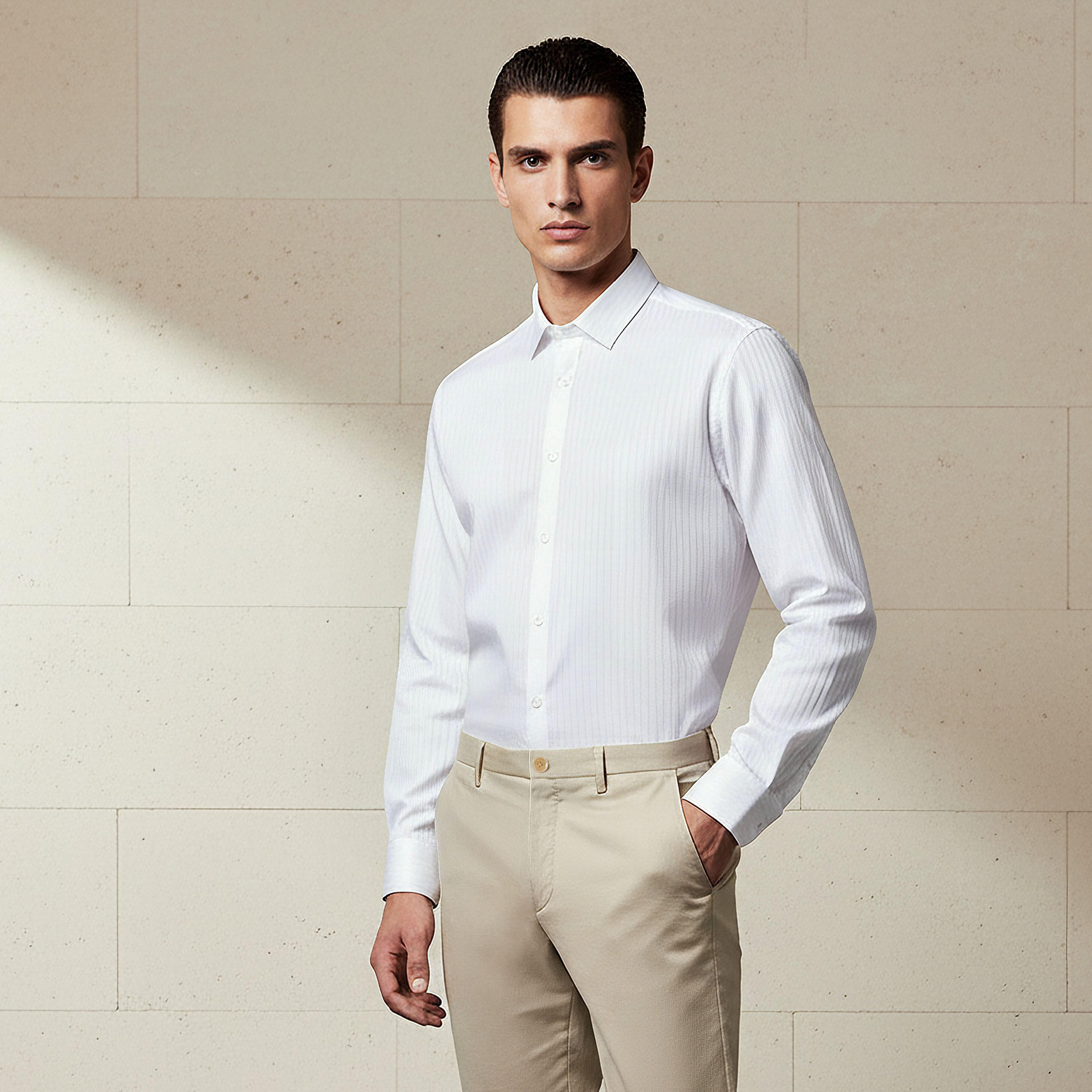 Men Regular Fit Collared Striped Long Sleeve Shirt-men-clothing-shirts-image-1