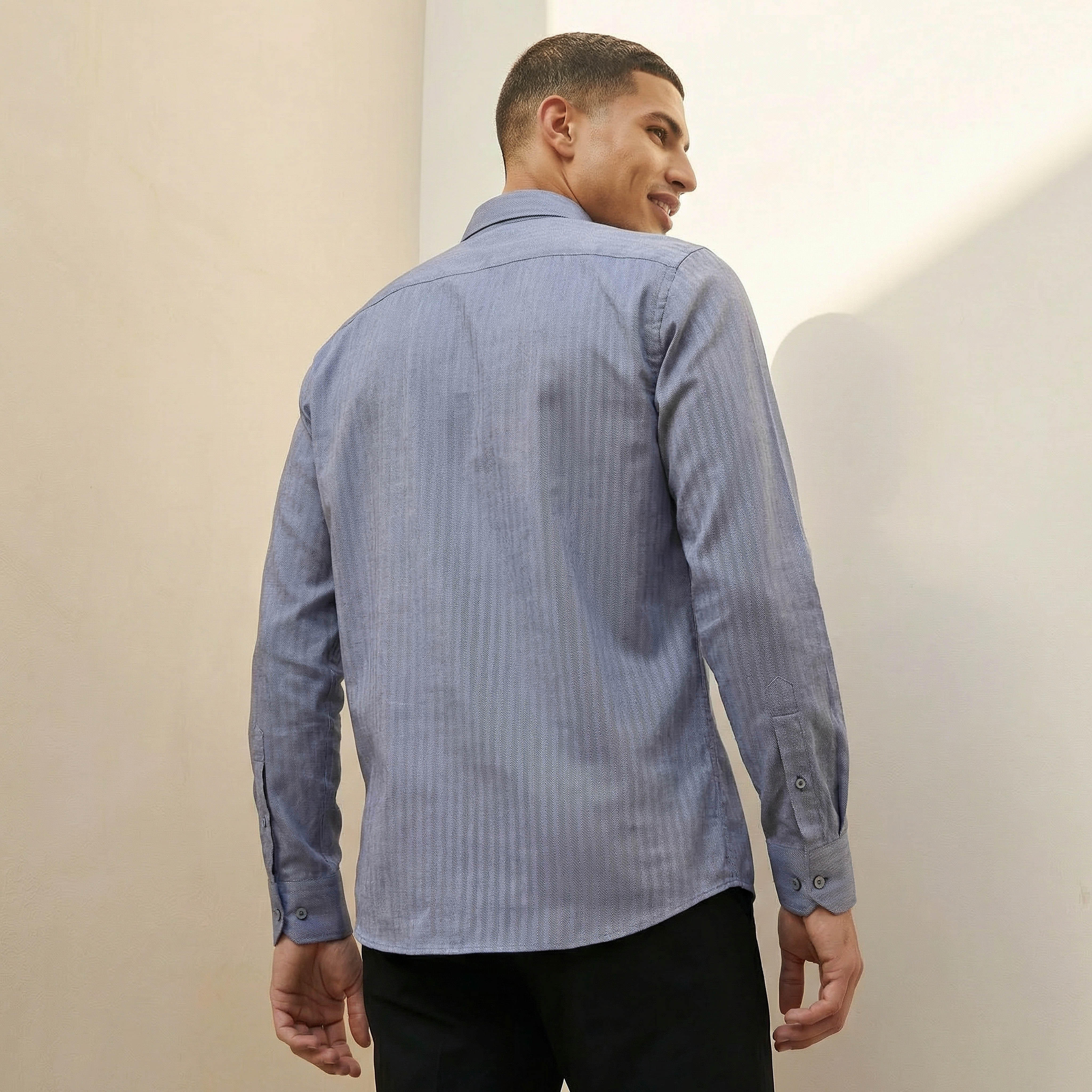 Men Regular Fit Collared Striped Long Sleeve Shirt-men-clothing-shirts-image-4