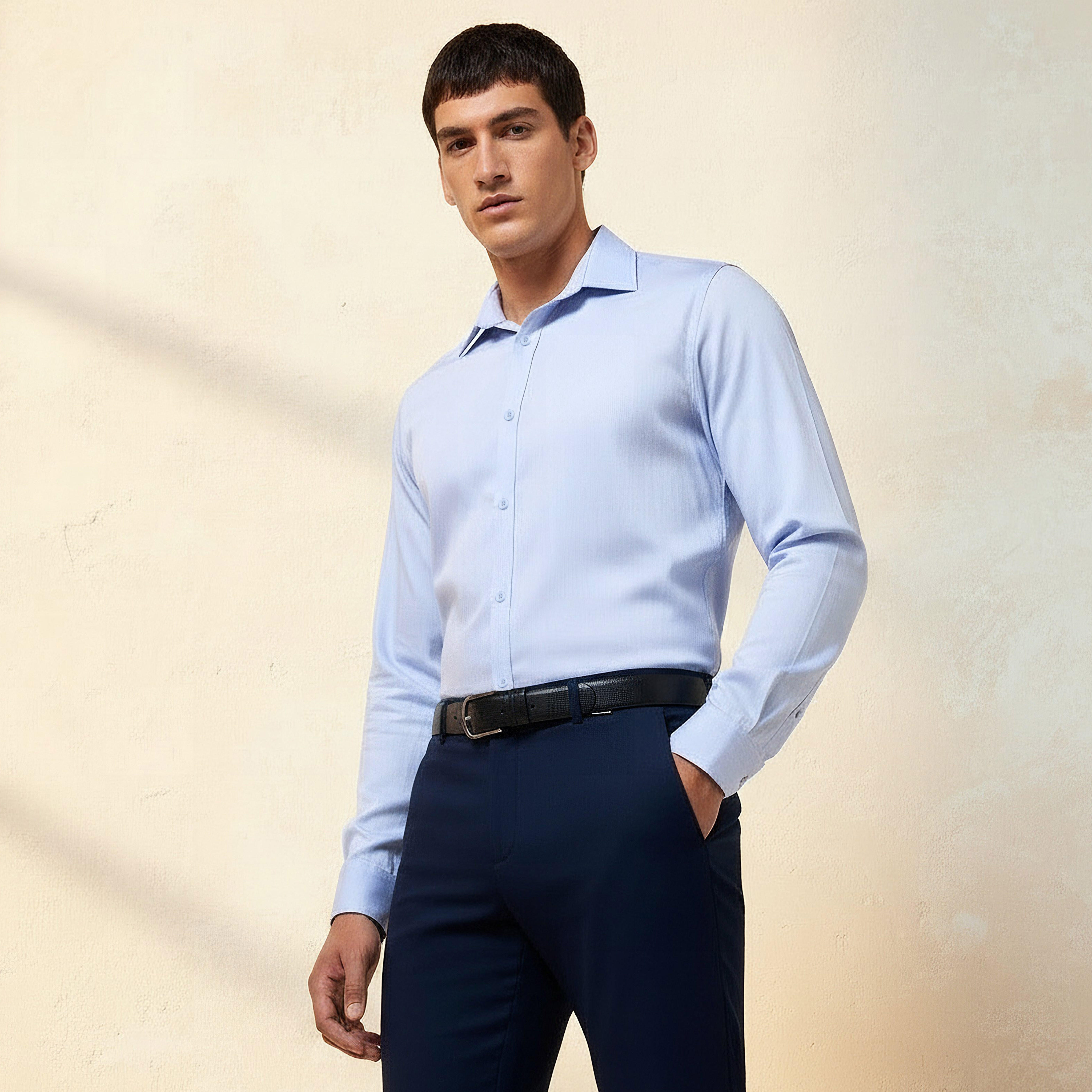 Men Regular Fit Collared Striped Long Sleeve Shirt-men-clothing-shirts-image-1