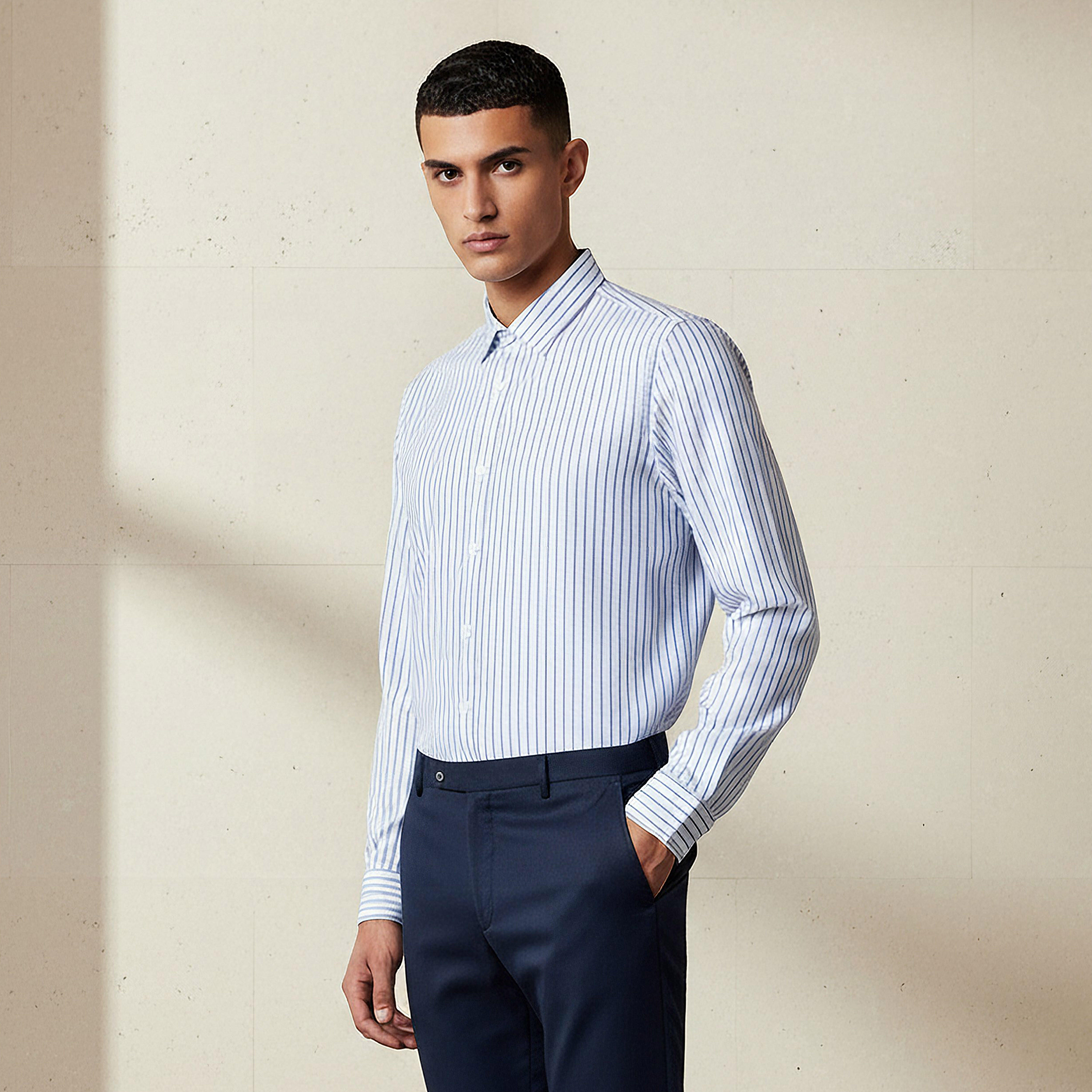 قميص رجالي مخطط بأكمام طويلة وياقة وقصة عادية-men-clothing-shirts-image-4