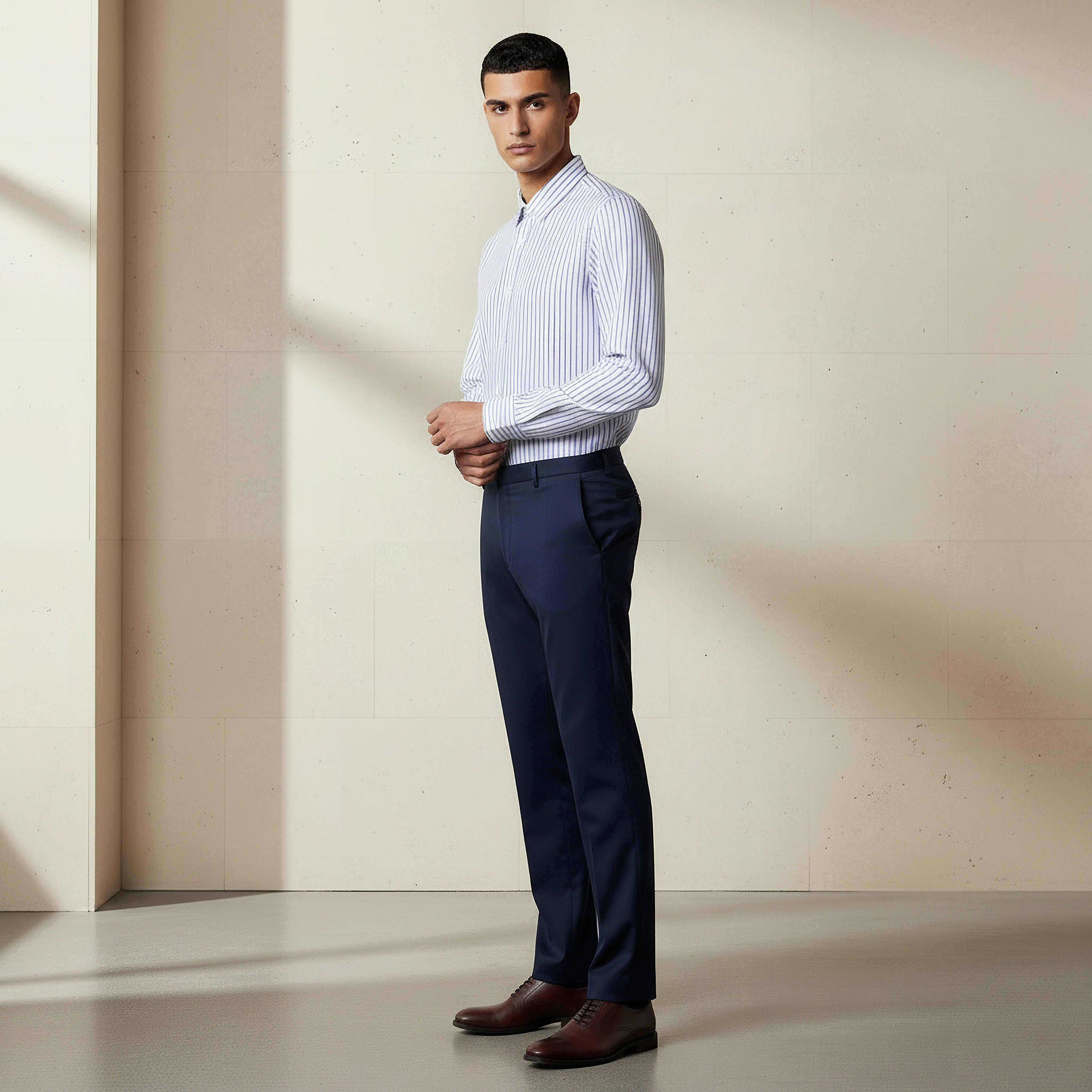 قميص رجالي مخطط بأكمام طويلة وياقة وقصة عادية-men-clothing-shirts-image-3