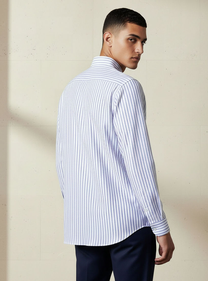 قميص رجالي مخطط بأكمام طويلة وياقة وقصة عادية-men-clothing-shirts-image-2