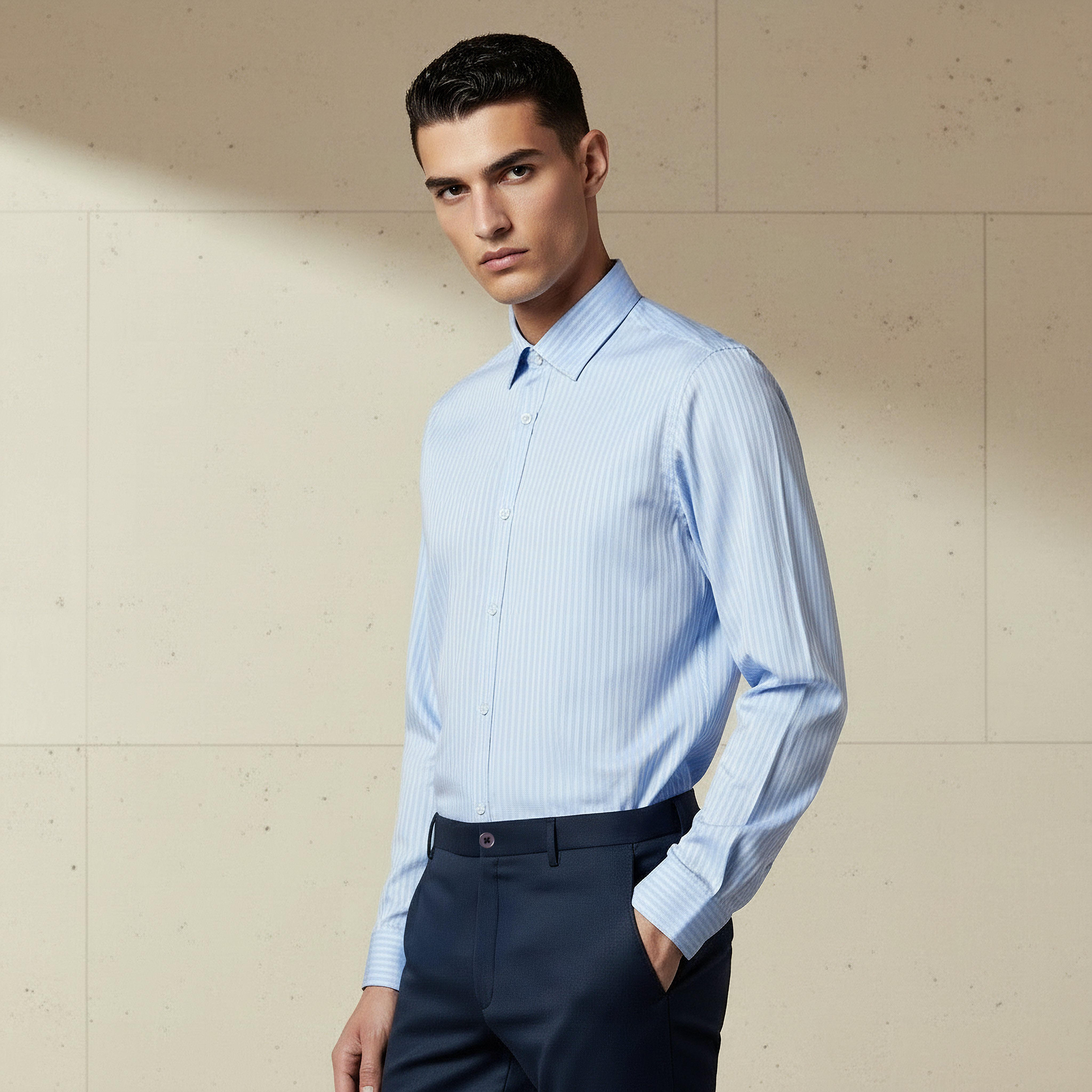 قميص رجالي مخطط بأكمام طويلة وياقة وقصة عادية-men-clothing-shirts-image-4