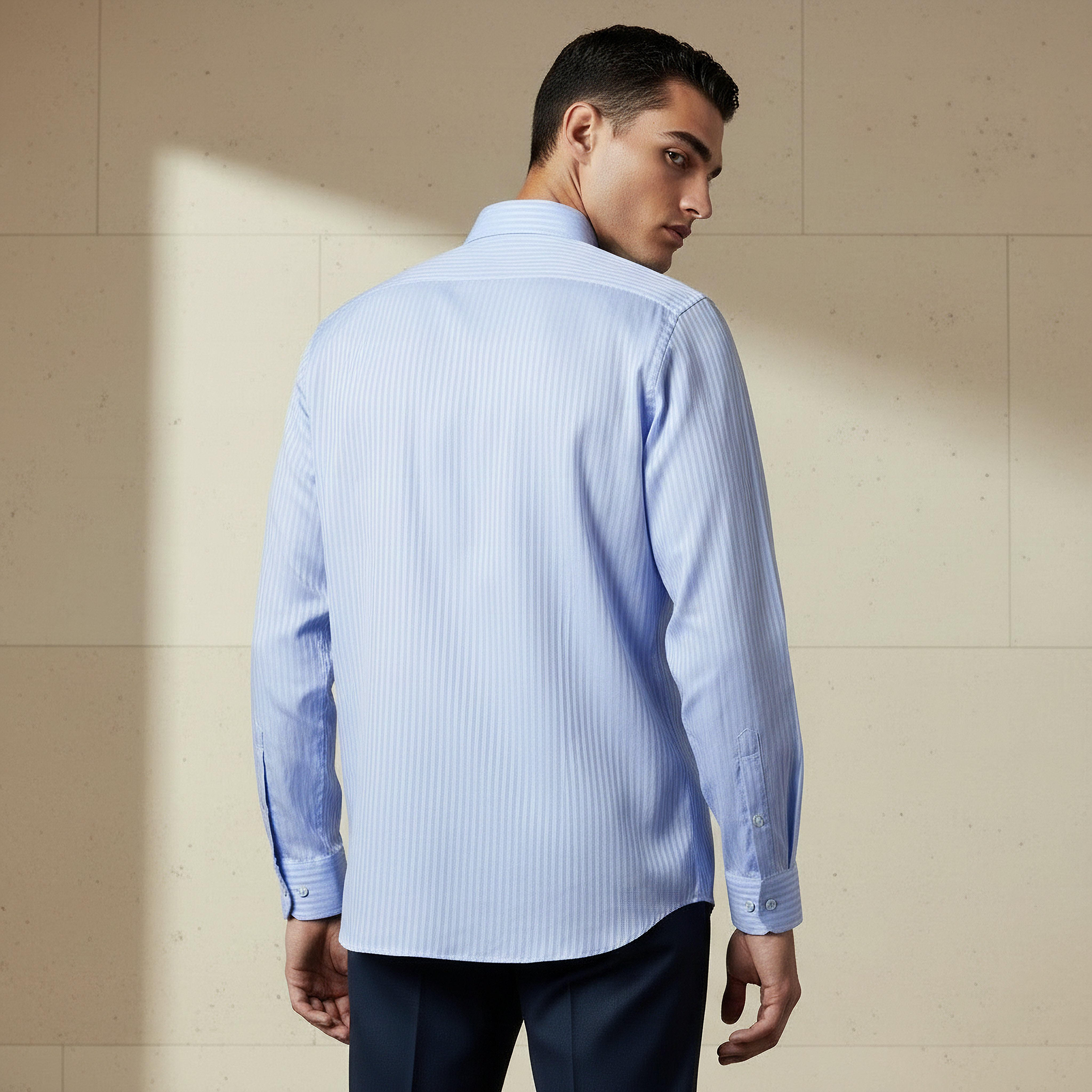 قميص رجالي مخطط بأكمام طويلة وياقة وقصة عادية-men-clothing-shirts-image-2
