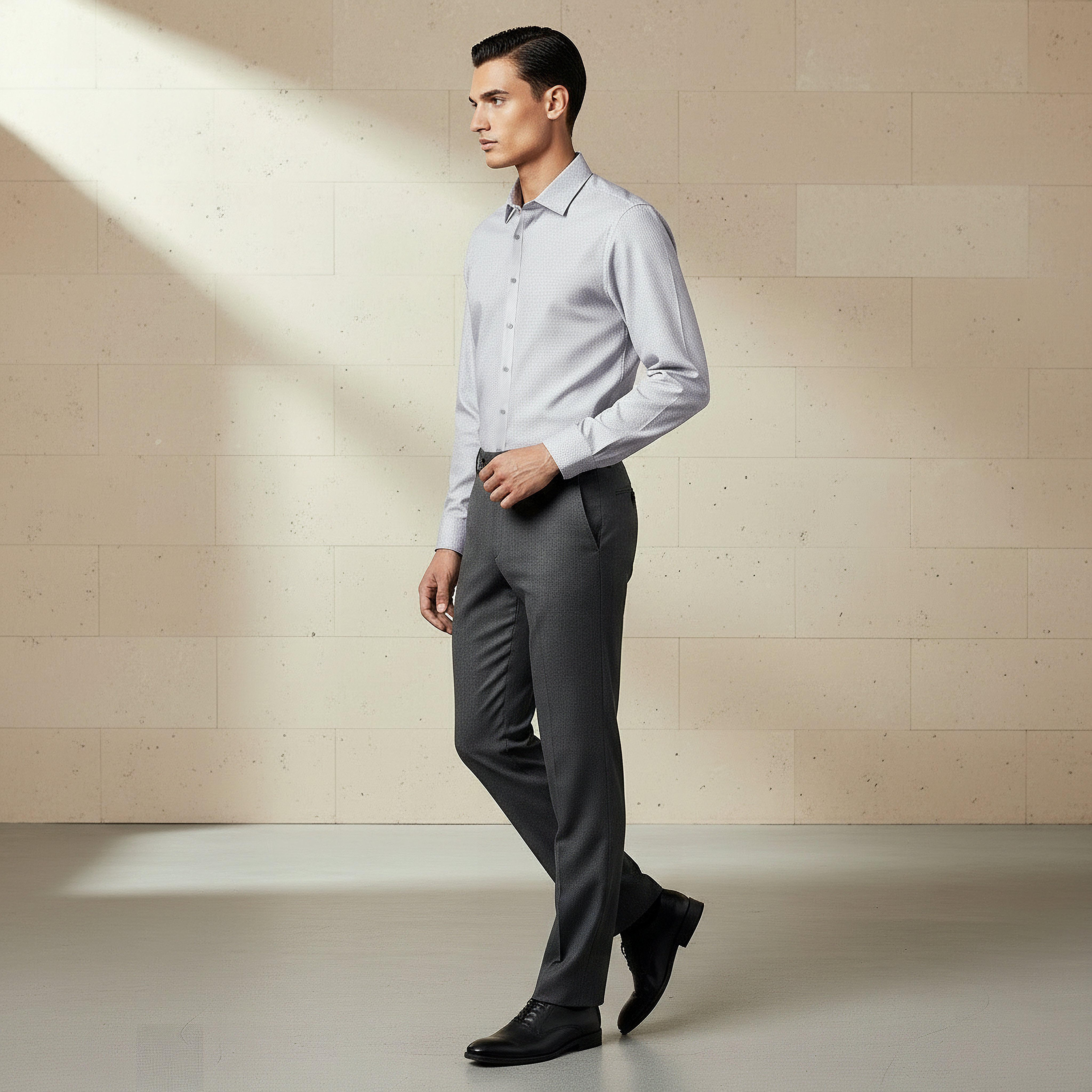 قميص بارز الملمس بقصة عادية وياقة وأكمام طويلة للرجال-men-clothing-shirts-image-2