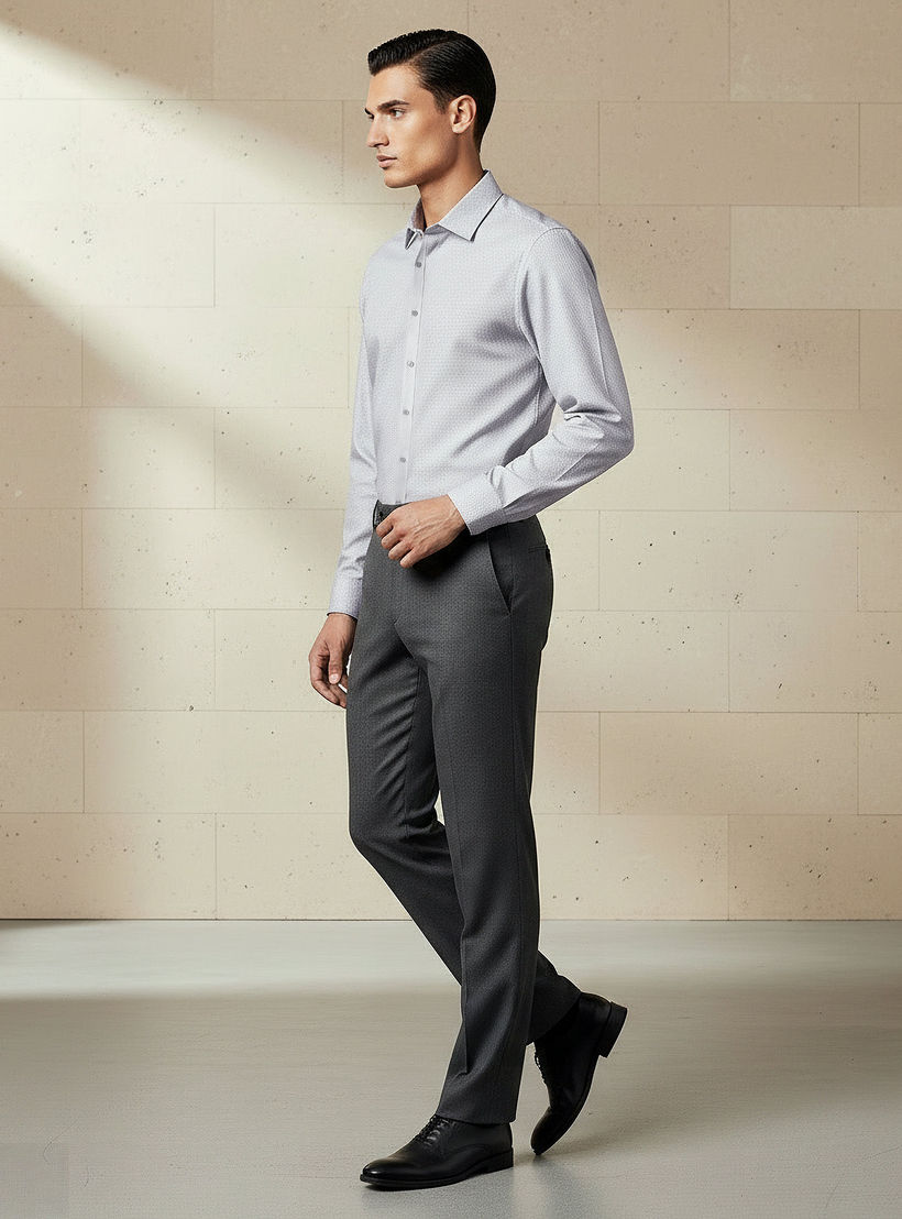 قميص بارز الملمس بقصة عادية وياقة وأكمام طويلة للرجال-men-clothing-shirts-image-2