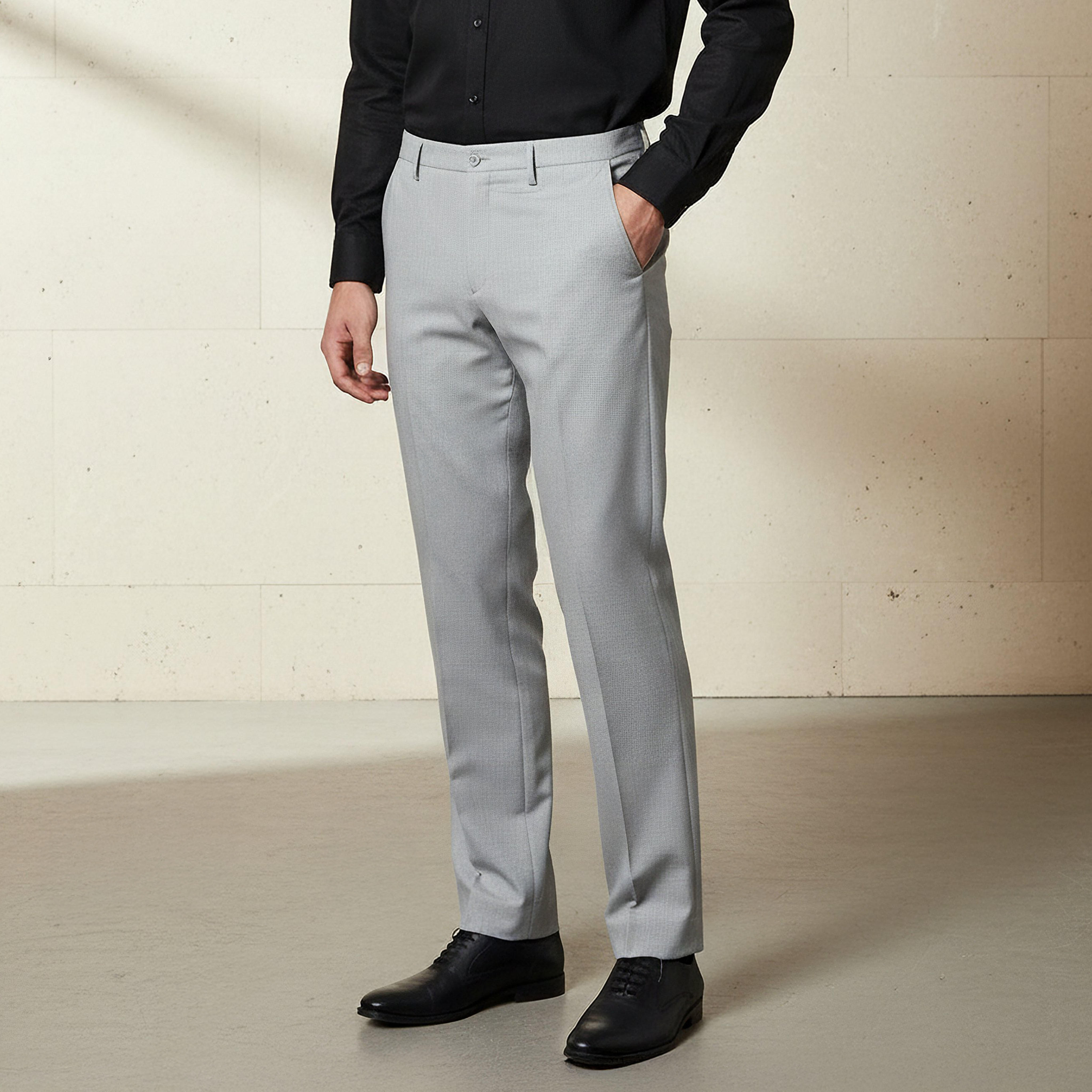 بنطلون رسمي بقصة سليم وخصر مرن -men-clothing-bottoms-trousersandchinos-trousers-image-1