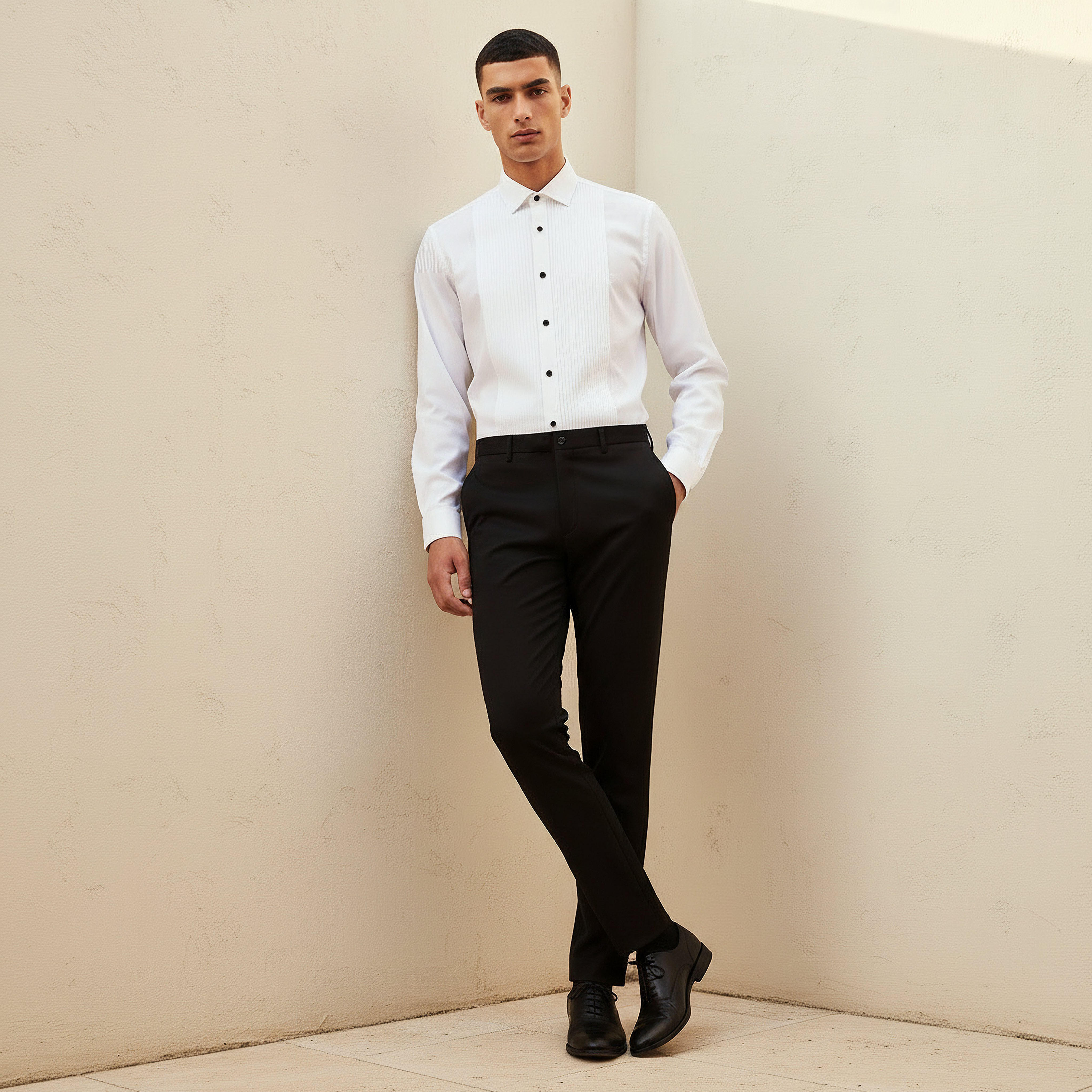 Men Slim Fit Collared Striped Long Sleeves Bib Shirt-men-clothing-shirts-image-3
