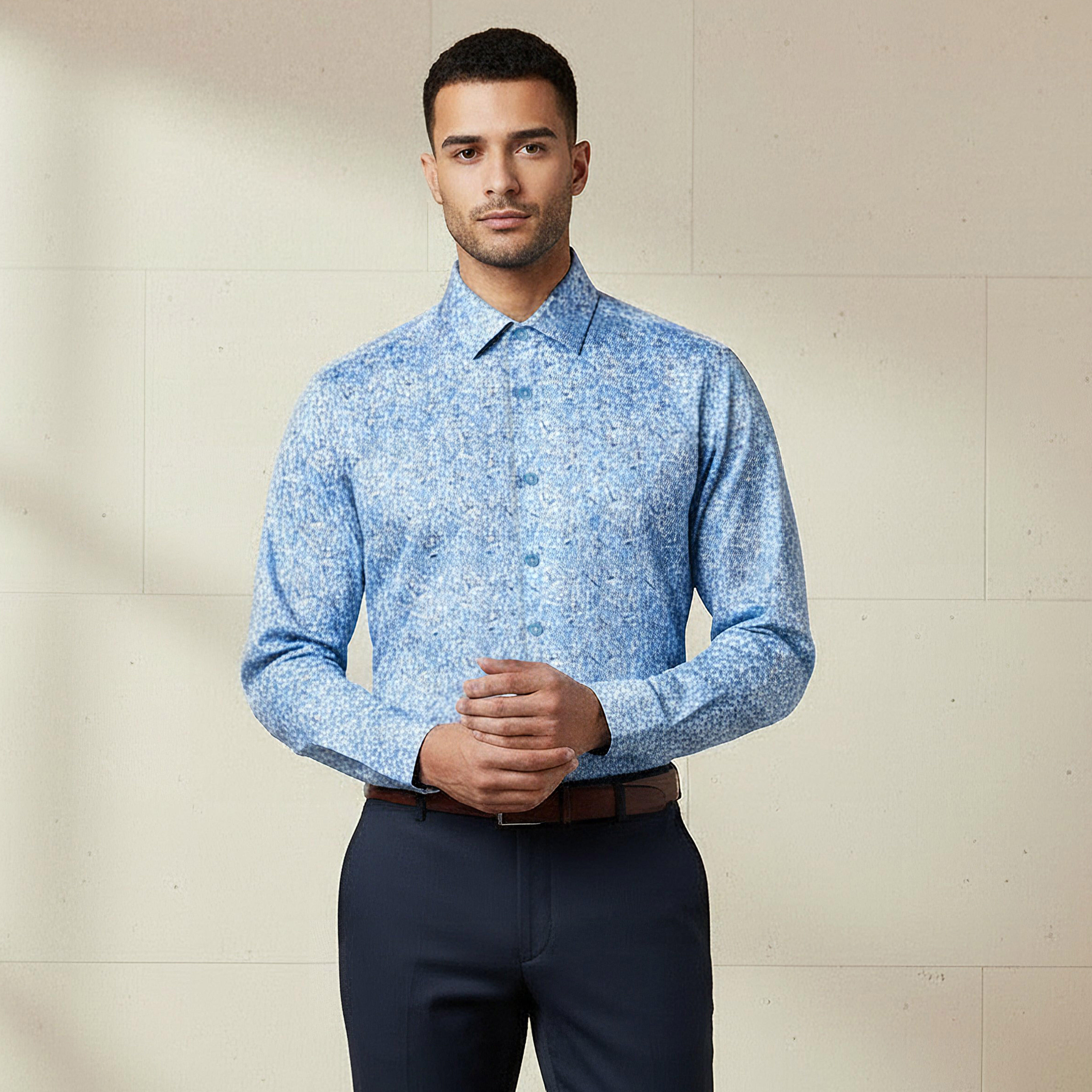 Men Slim Fit Collared Paisley Print Long Sleeves Shirt-men-clothing-shirts-image-1