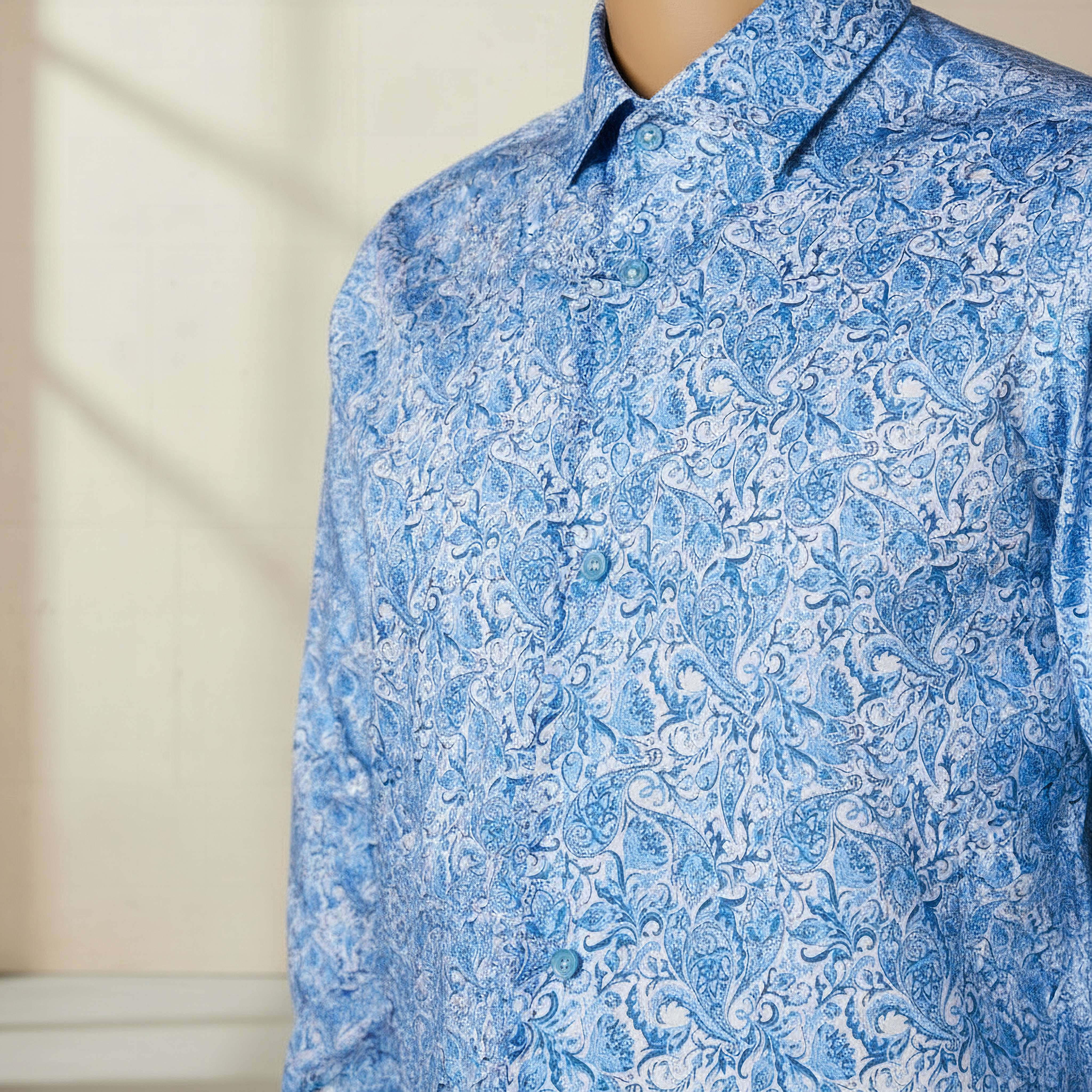 Men Slim Fit Collared Paisley Print Long Sleeves Shirt-men-clothing-shirts-image-4