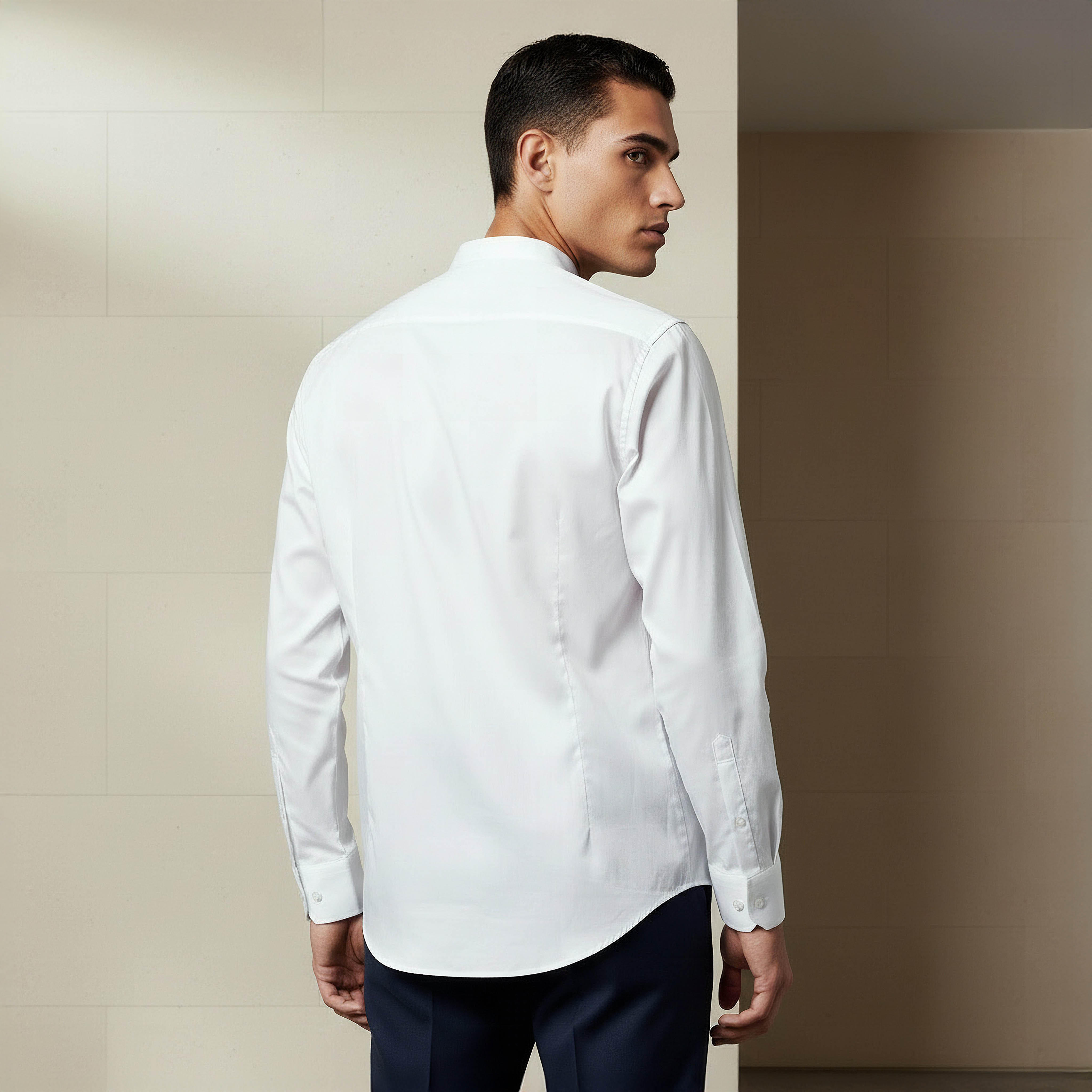 Men Regular Fit Mandarin Collar Long Sleeves Shirt-men-clothing-shirts-image-3