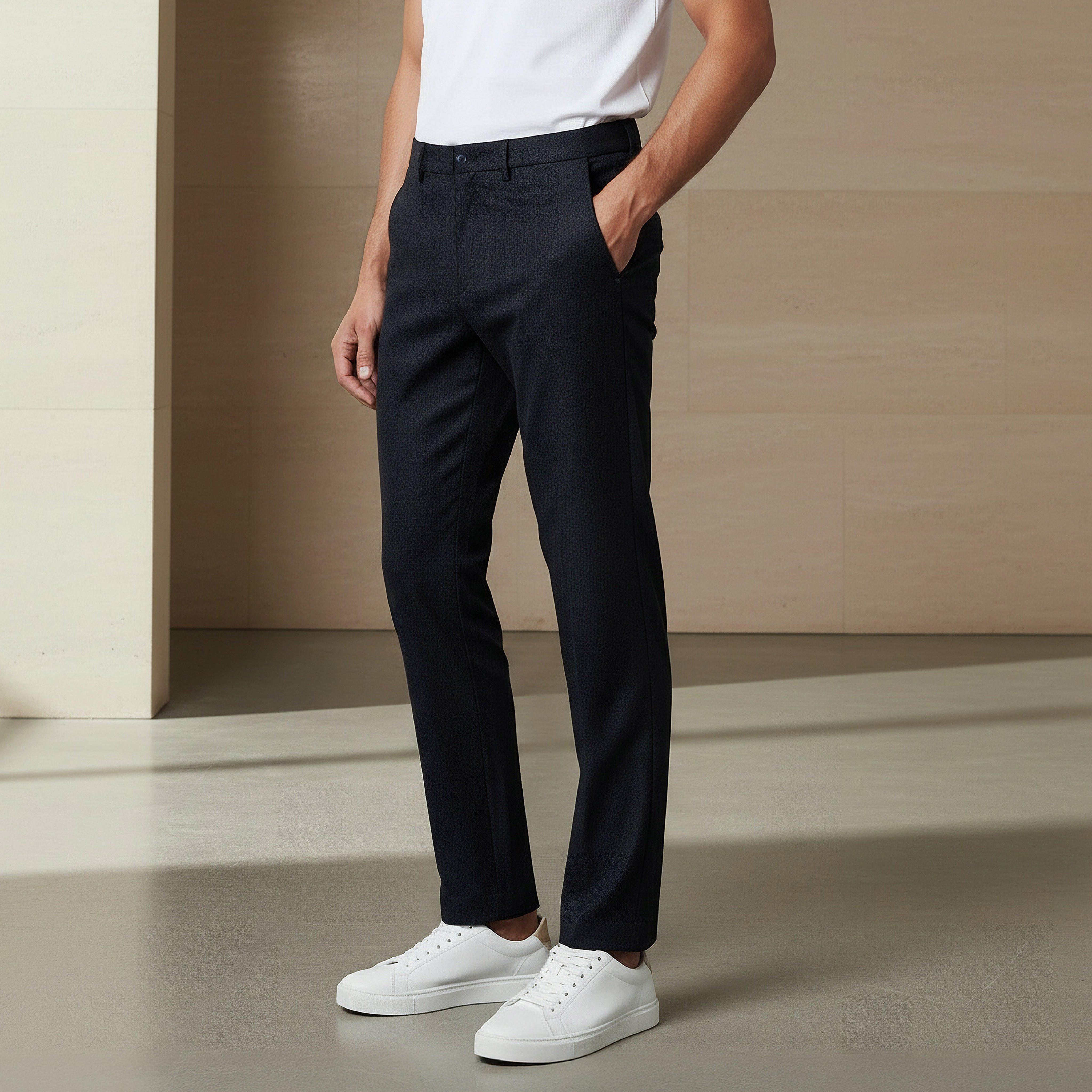 بنطلون بقصة سليم وخصر مرن -men-clothing-bottoms-trousersandchinos-trousers-image-1
