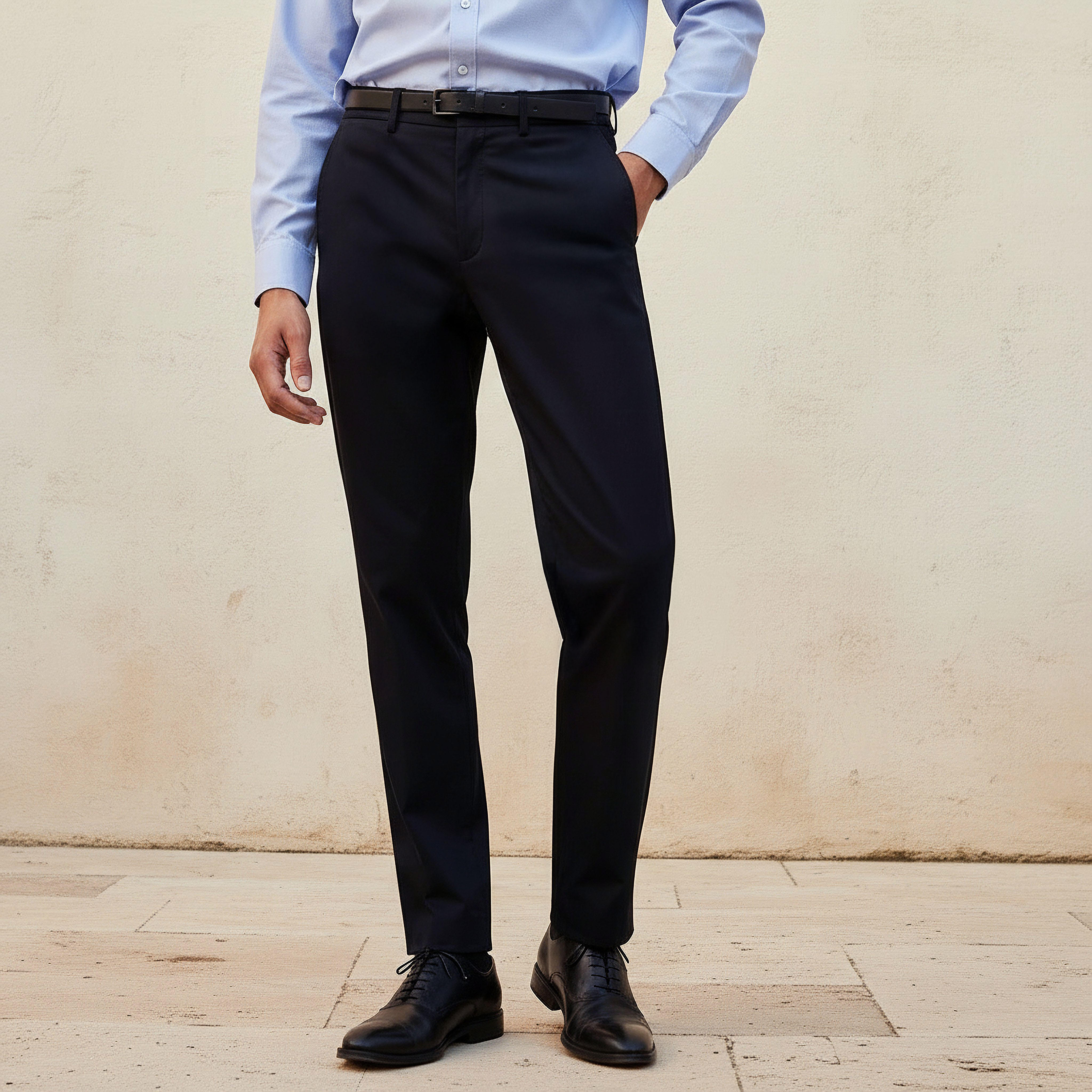 بنطلون رسمي بقصة عادية وخصر مرن-men-clothing-bottoms-trousersandchinos-trousers-image-4
