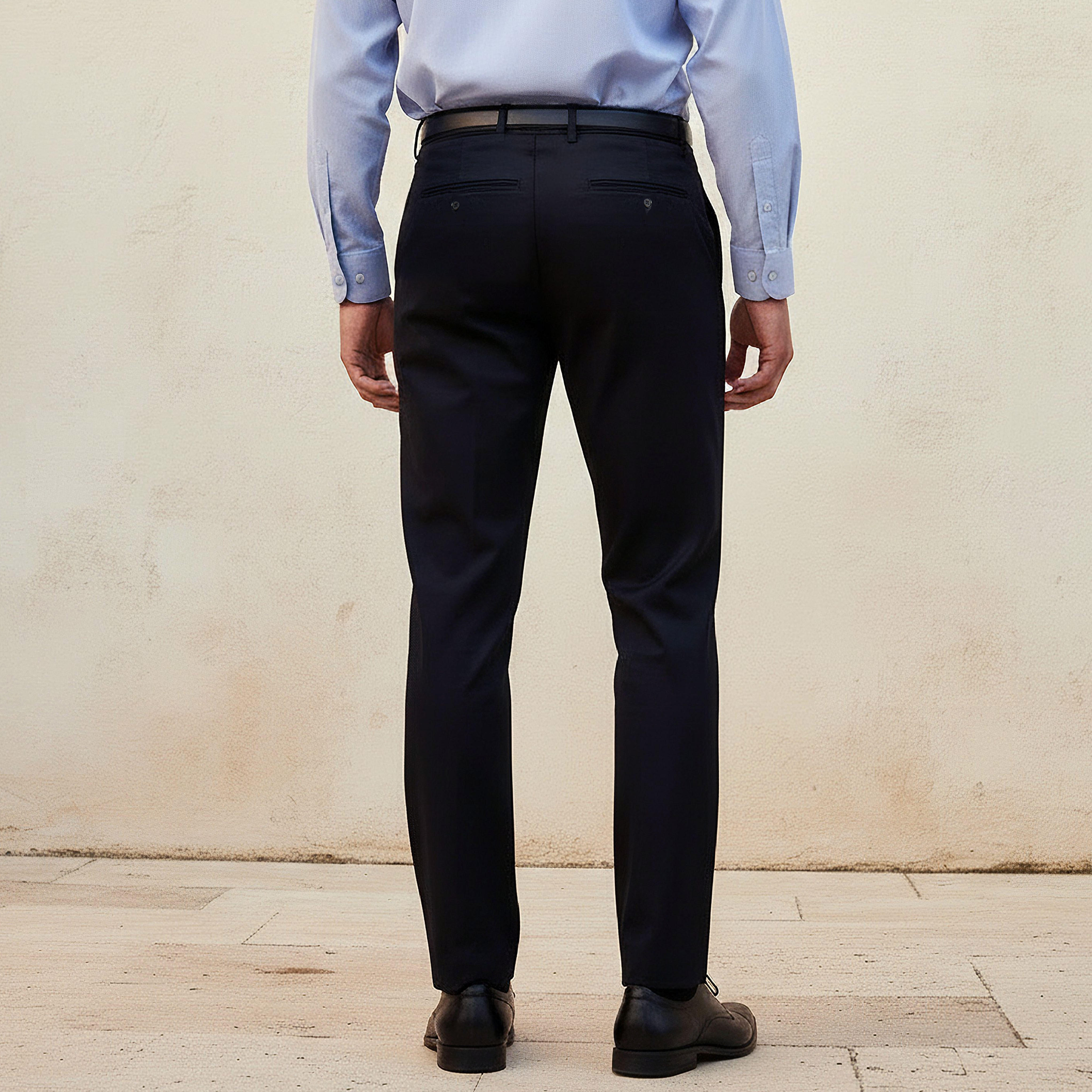 بنطلون رسمي بقصة عادية وخصر مرن-men-clothing-bottoms-trousersandchinos-trousers-image-2