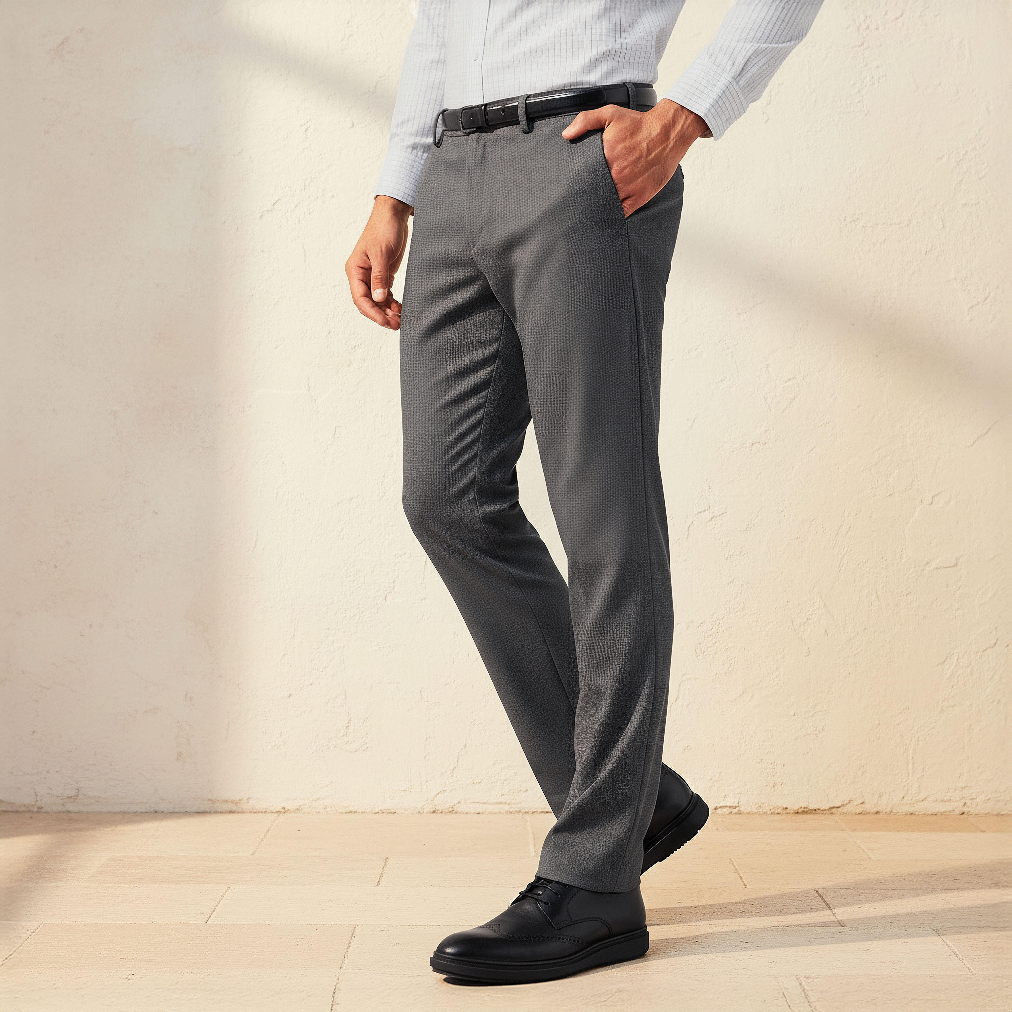 Slim Fit Flexi Waist Formal Trousers-men-clothing-bottoms-trousersandchinos-trousers-image-1