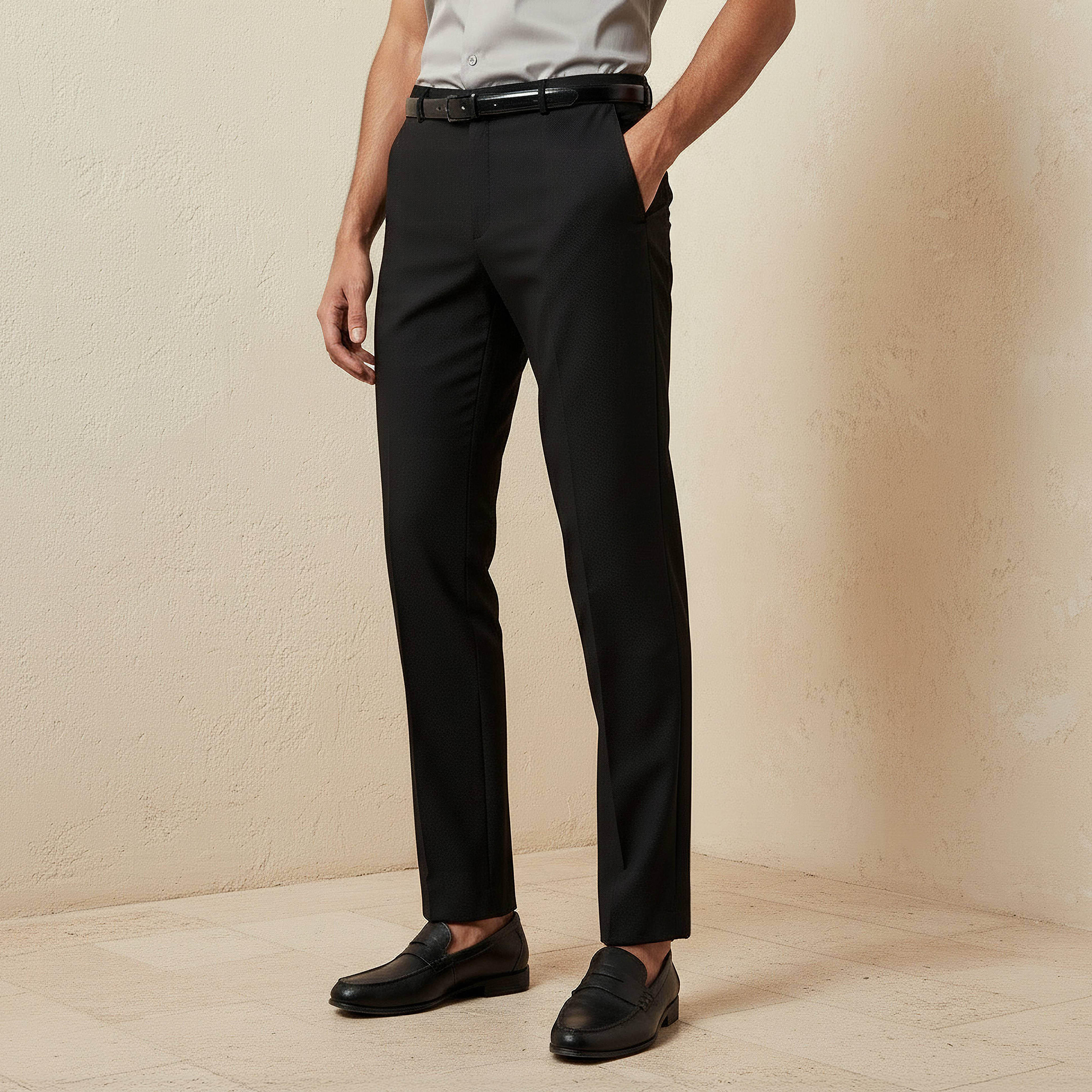 Slim Fit Flexi Waist Formal Trousers-men-clothing-bottoms-trousersandchinos-trousers-image-1