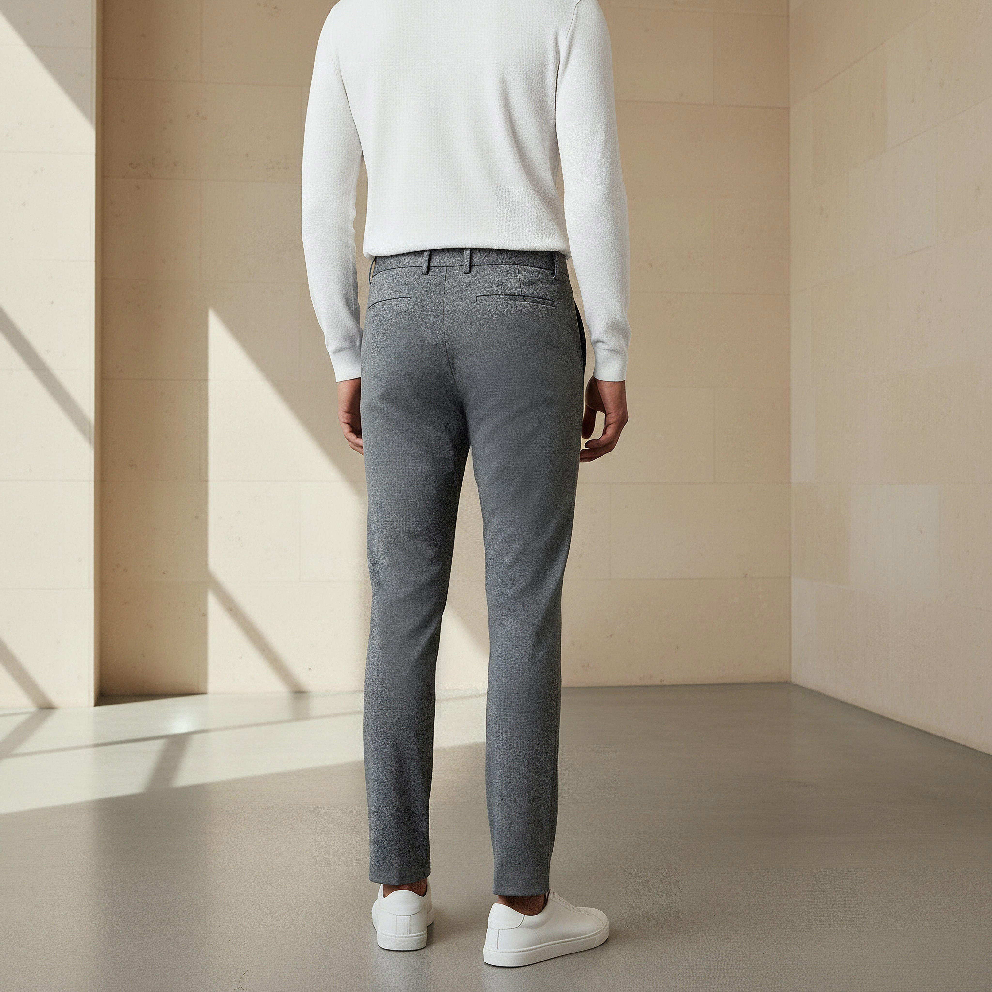 بنطلون بقصة سليم وخصر مرن -men-clothing-bottoms-trousersandchinos-trousers-image-2