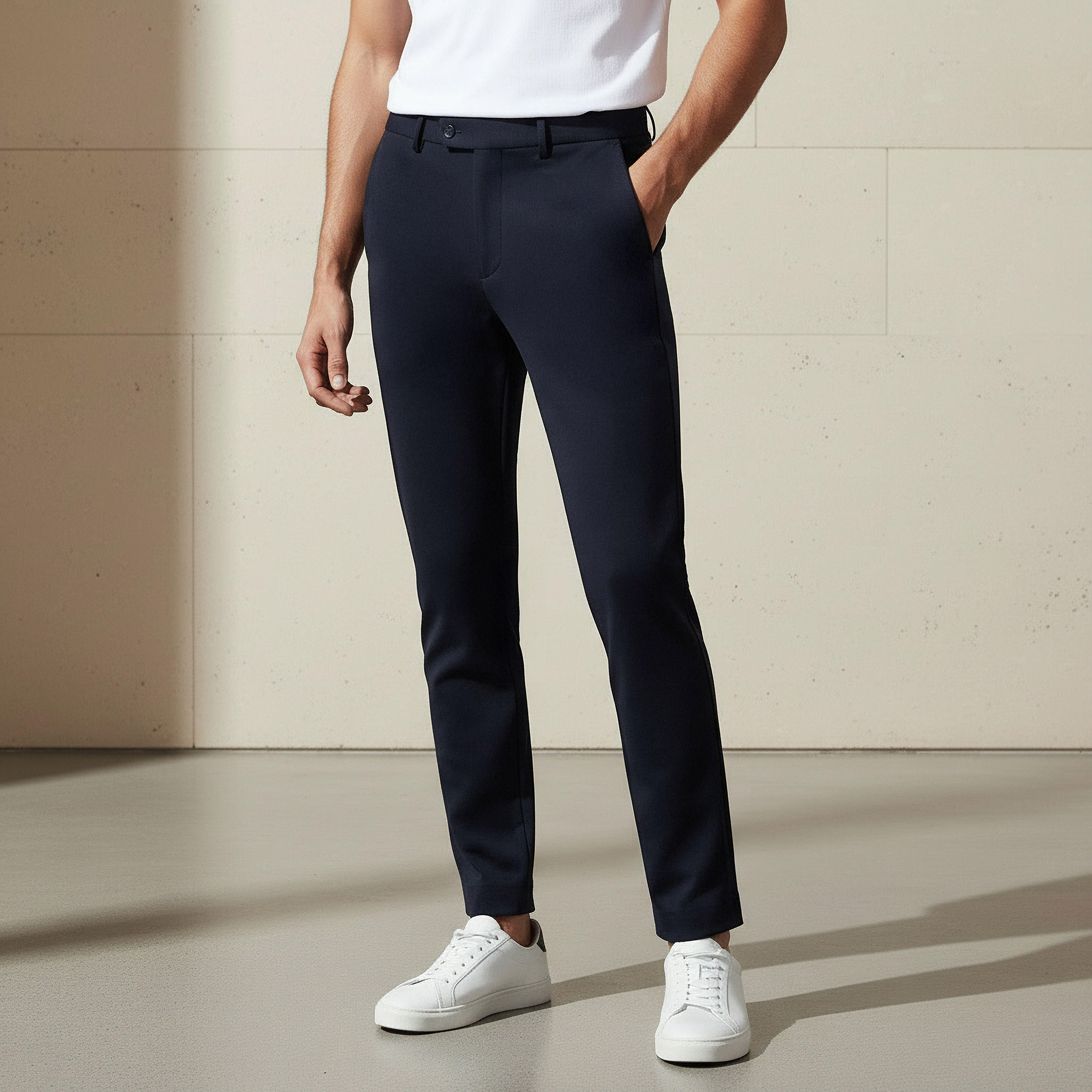 بنطلون بقصة سليم وخصر مرن -men-clothing-bottoms-trousersandchinos-trousers-image-4