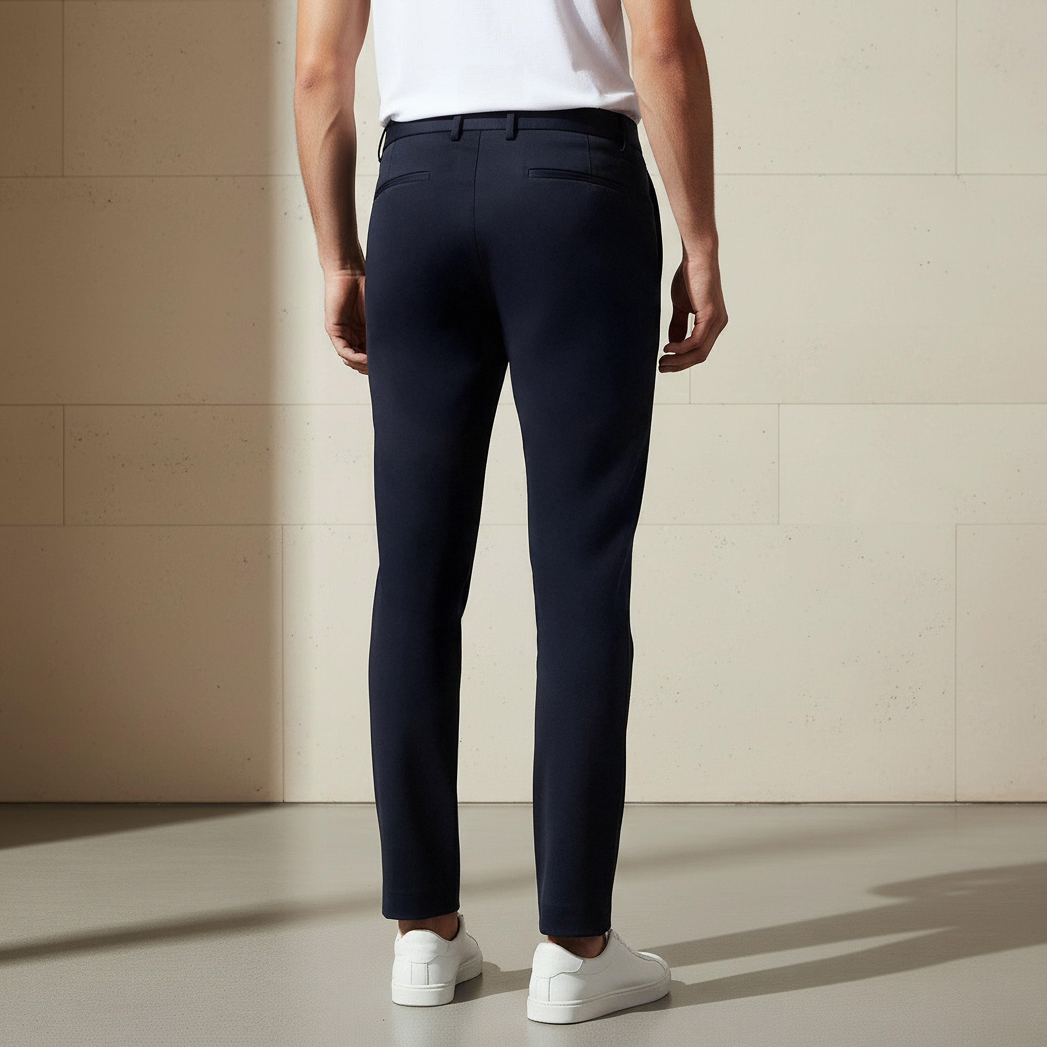 بنطلون بقصة سليم وخصر مرن -men-clothing-bottoms-trousersandchinos-trousers-image-2
