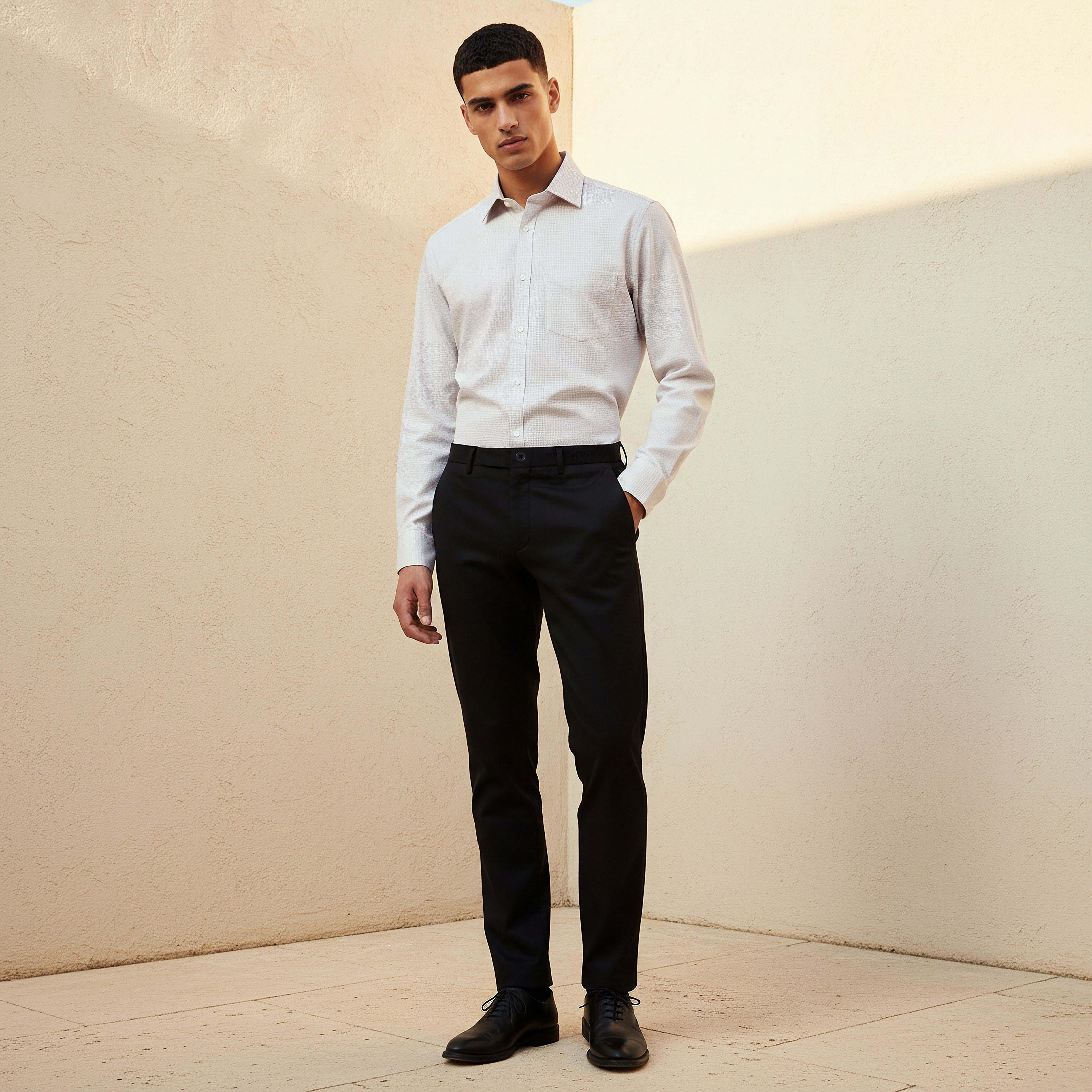 Men Regular Fit Collared Textured Long Sleeves Shirt-PROMO_SP_KSA_6_BUY3FORSAR119_130625-image-4