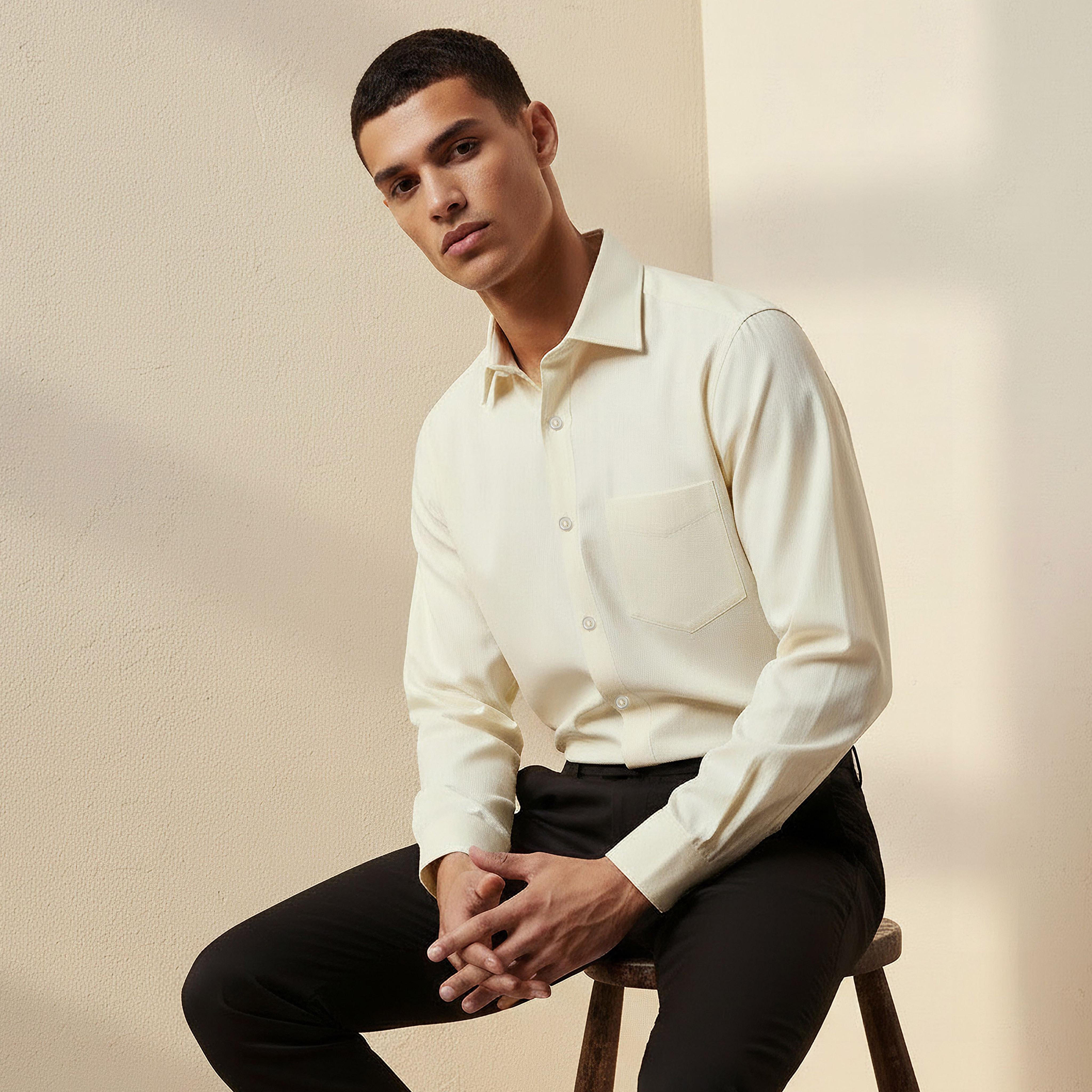 قميص بارز الملمس بقصّة عادية وياقة عادية وأكمام طويلة للرجال-men-clothing-shirts-image-6