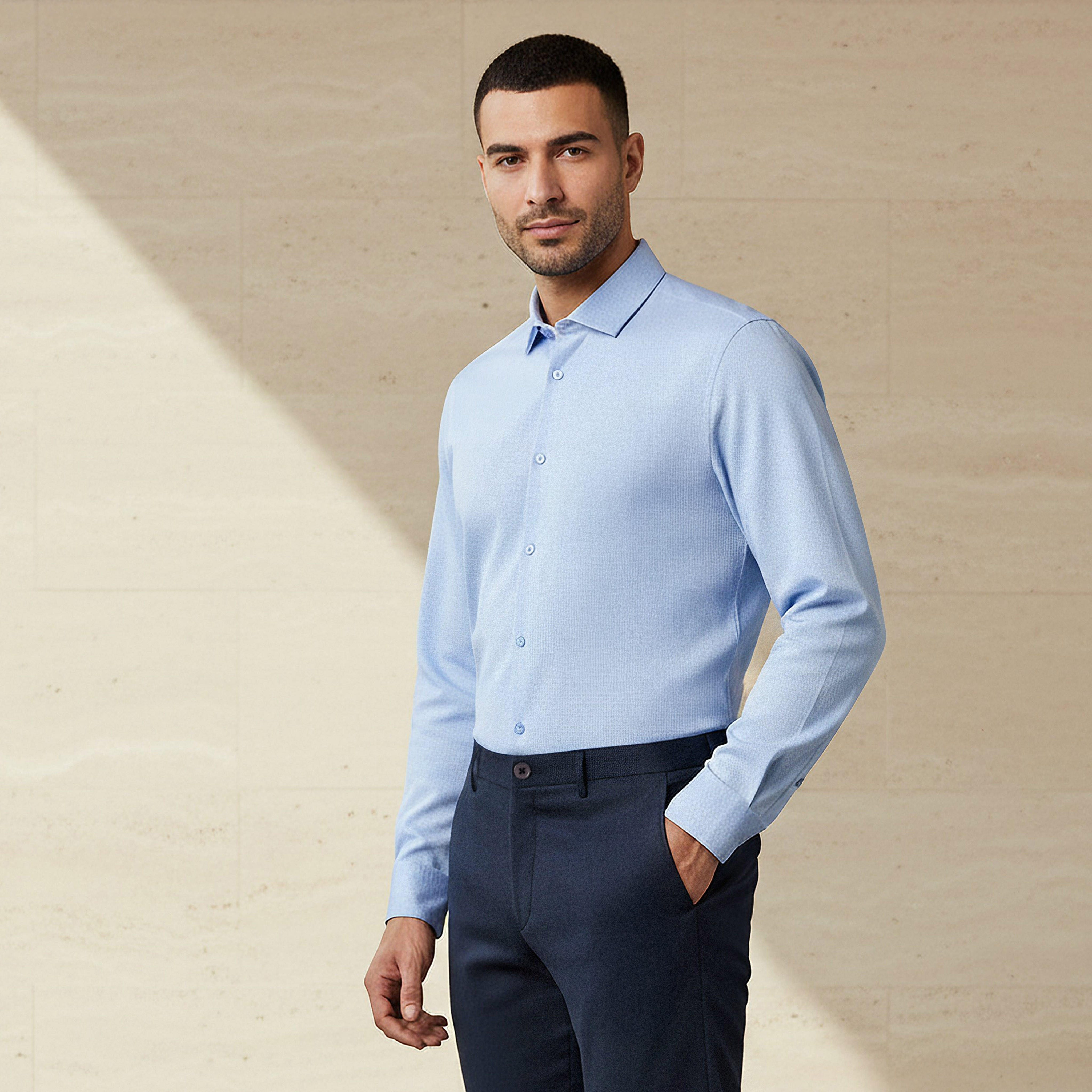 Men Slim Fit Collared Textured Long Sleeves Shirt-PROMO_SP_SA_2FOR169_110625-image-1