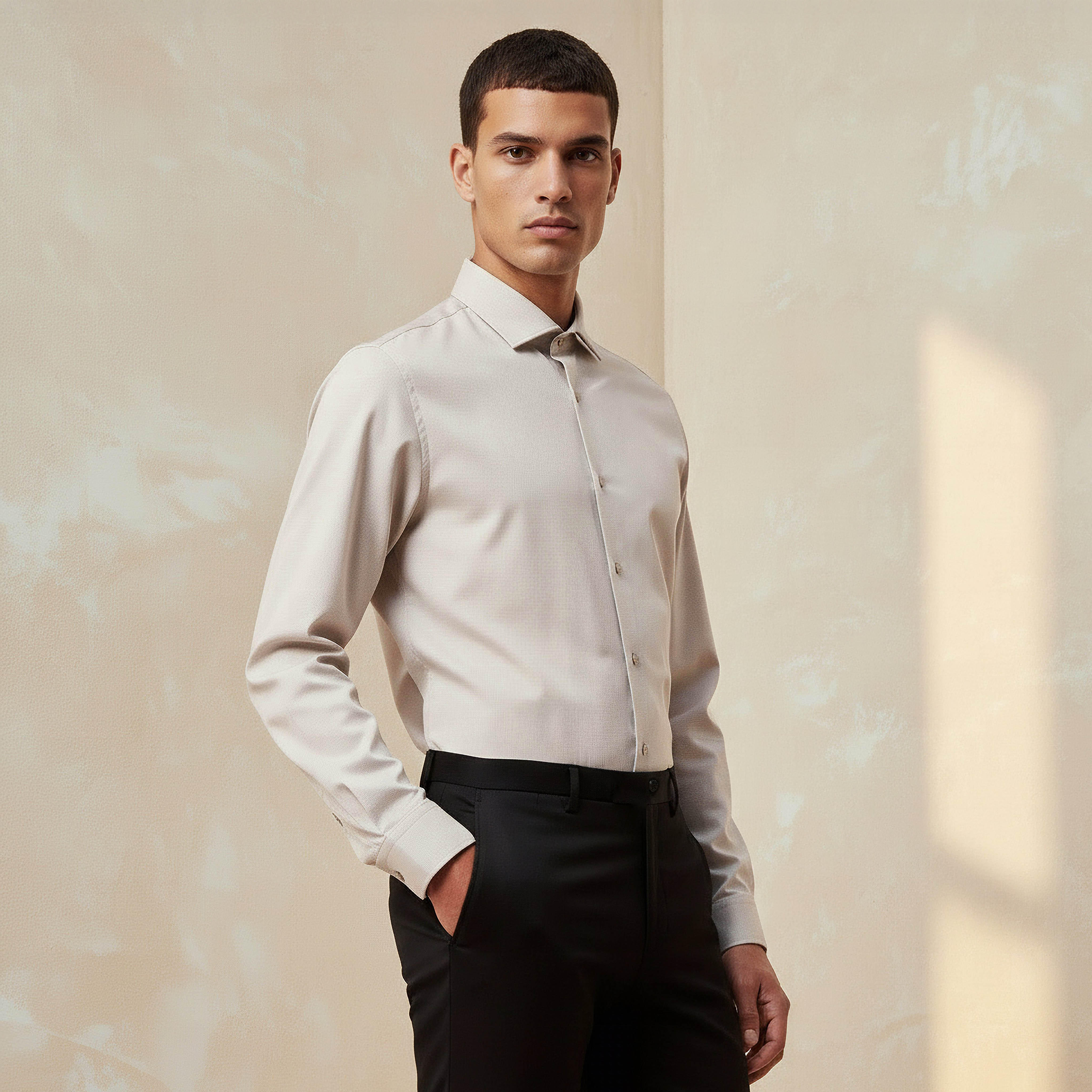 Men Slim Fit Collared Textured Long Sleeve Shirt-PROMO_SP_SA_2FOR169_110625-image-1