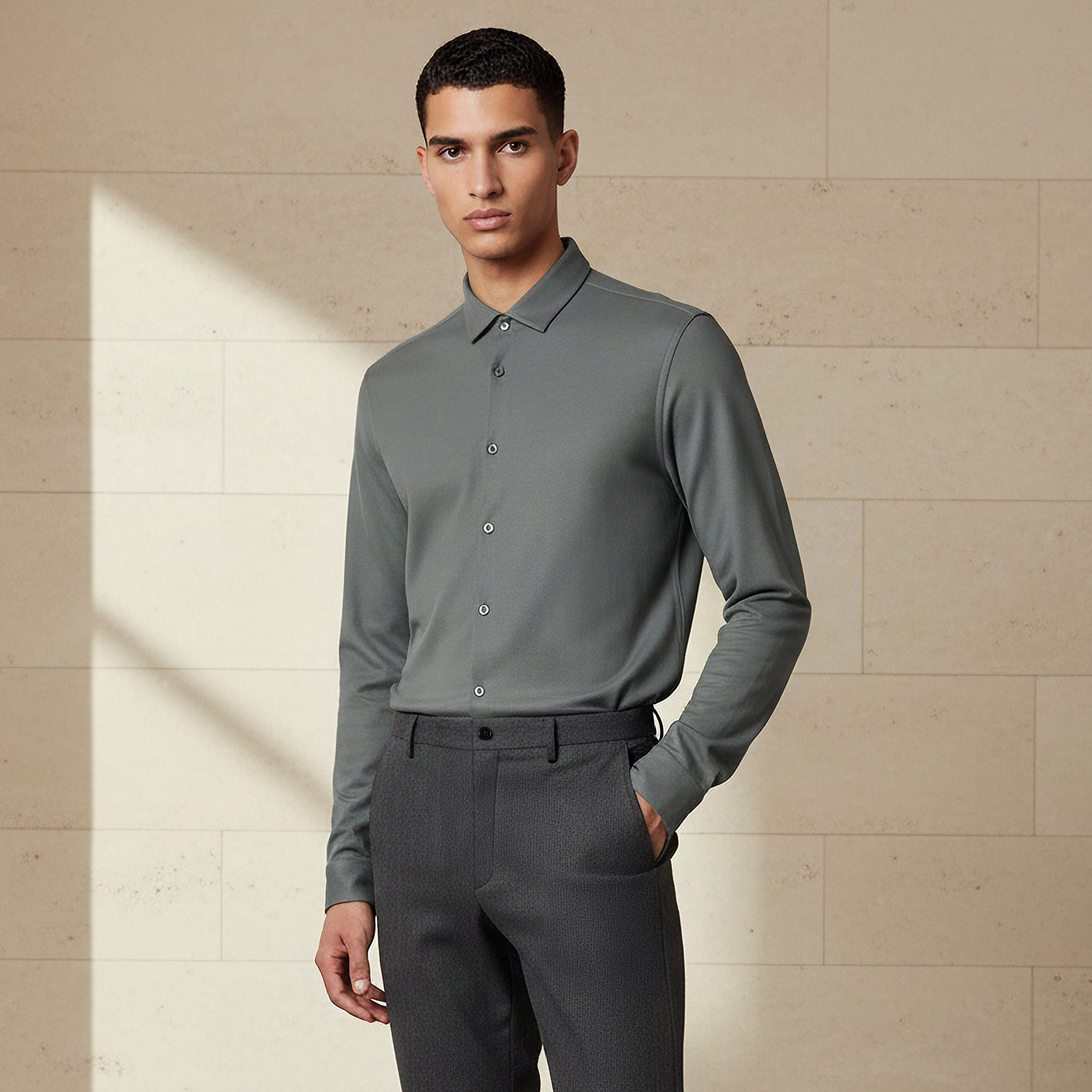 Men Slim Fit Collared Textured Long Sleeves Shirt-PROMO_SP_SA_2FOR169_110625-image-1