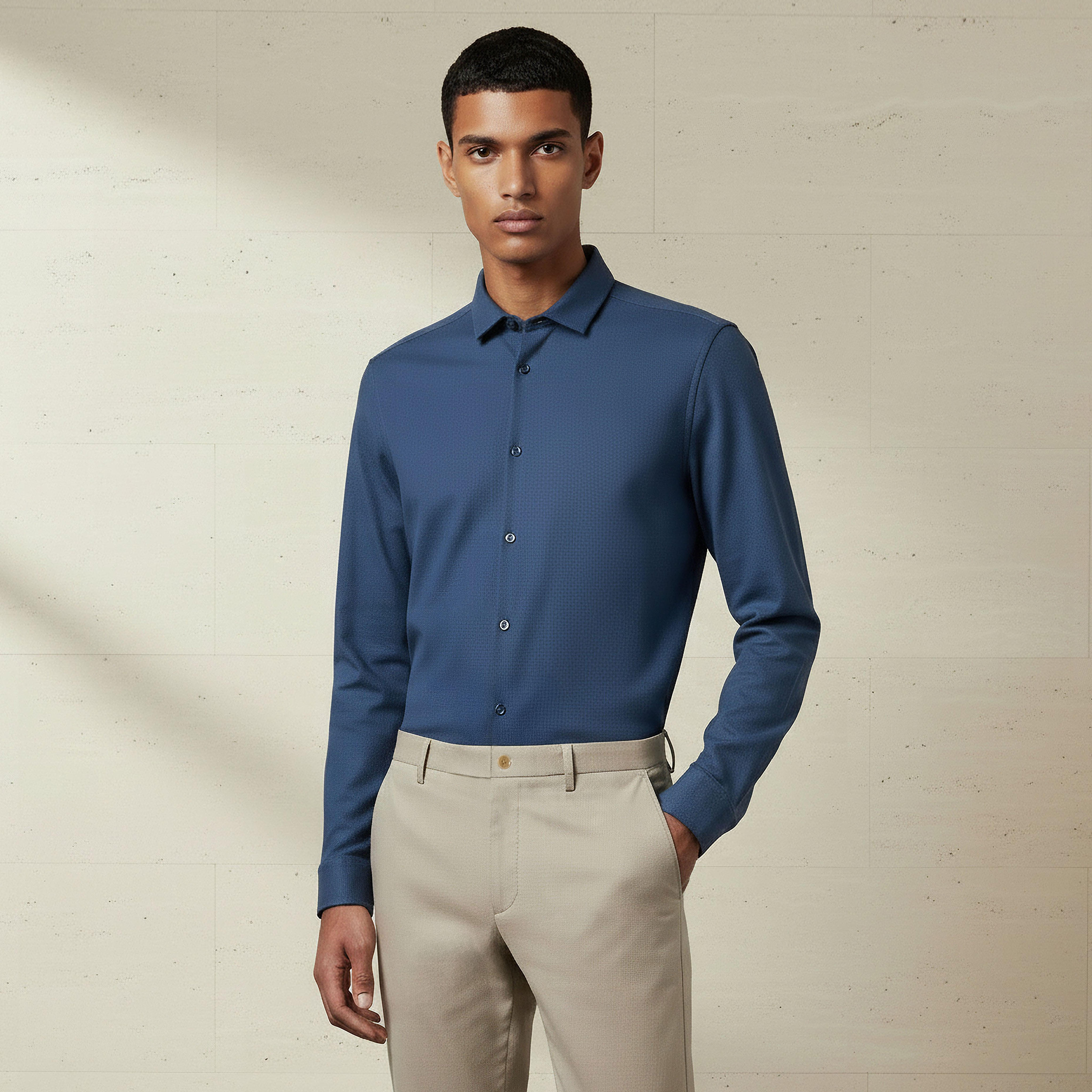 Men Slim Fit Collared Textured Long Sleeves Shirt-PROMO_SP_SA_2FOR169_110625-image-1