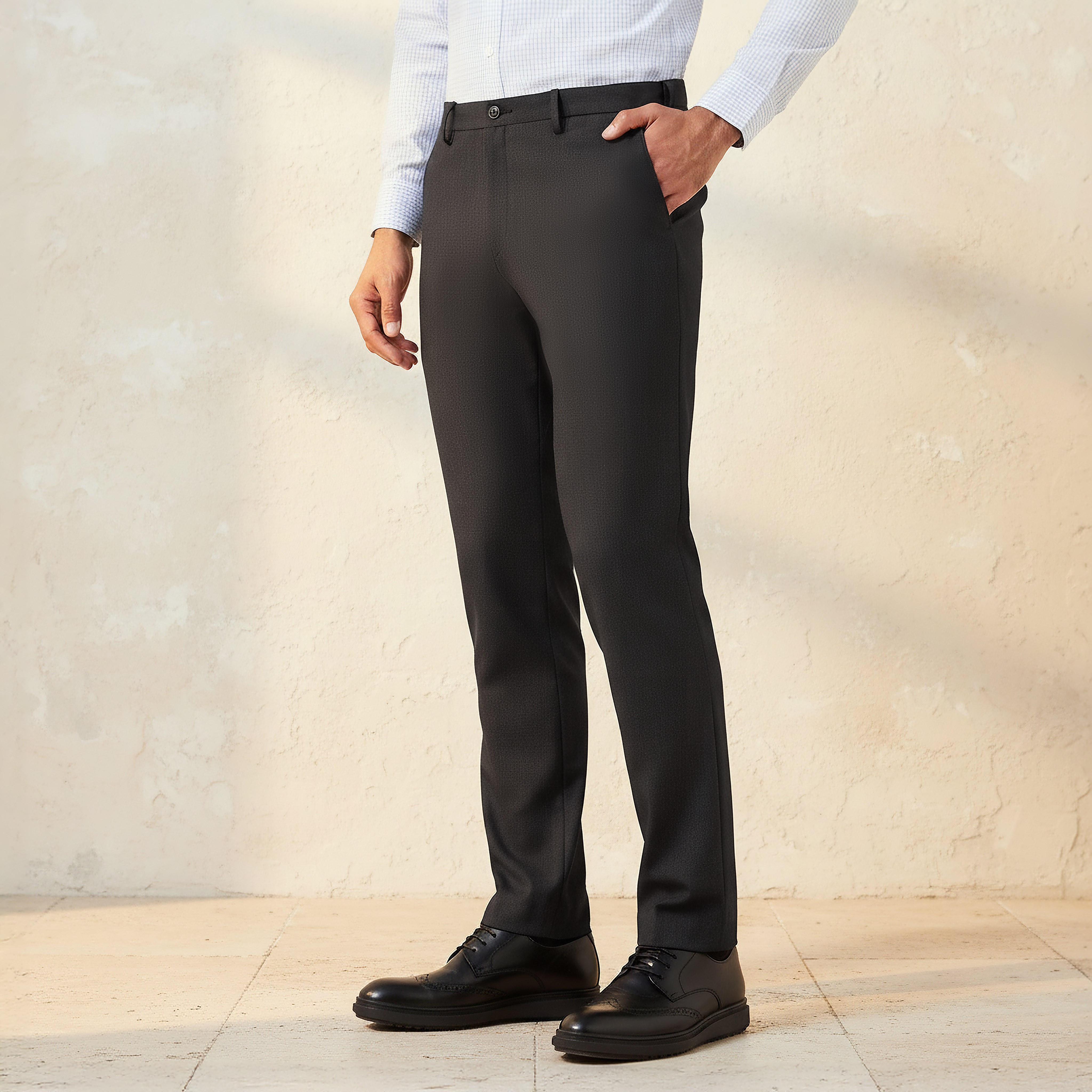 Slim Fit Flexi Waist Formal Trousers-men-clothing-bottoms-trousersandchinos-trousers-image-1
