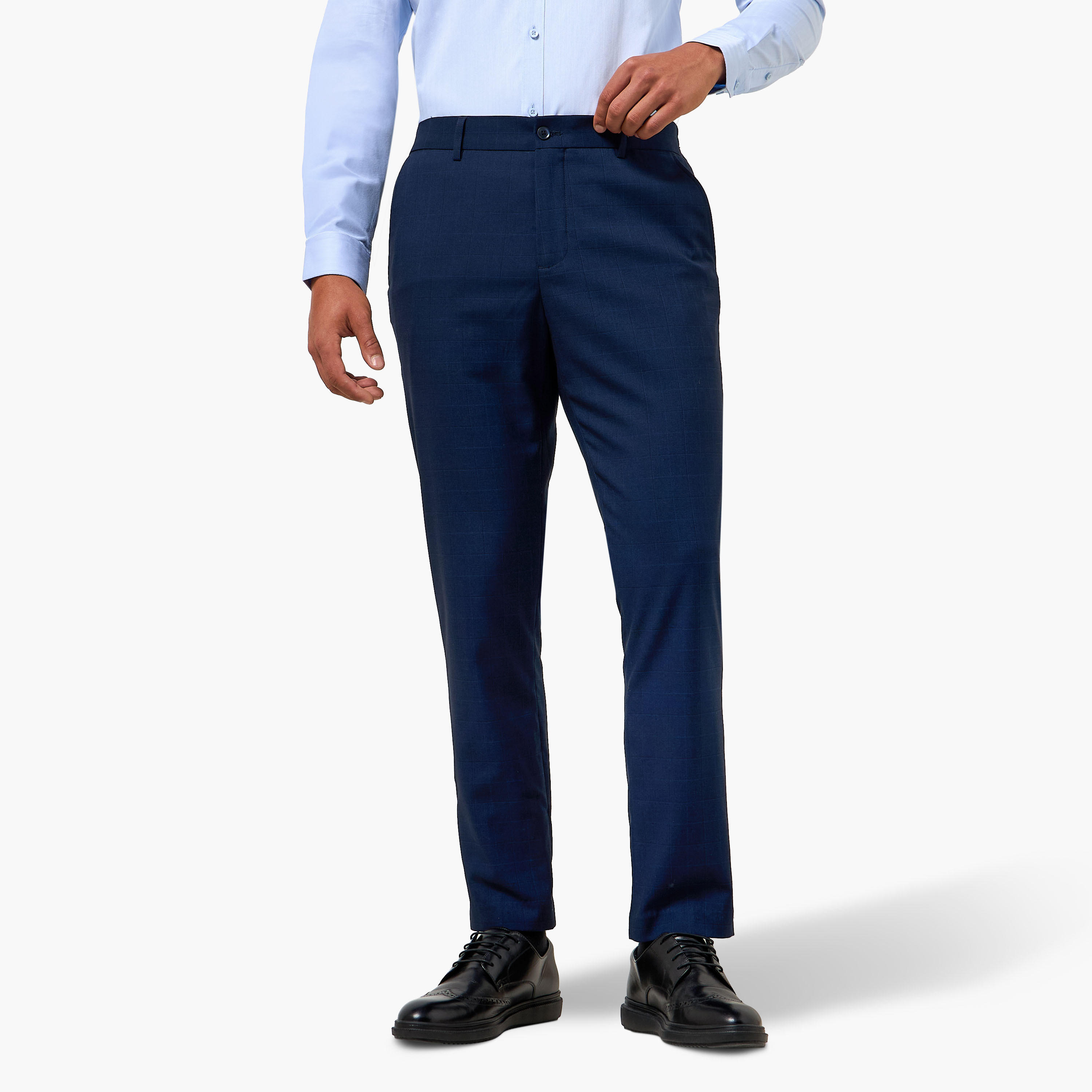 بنطلون رسمي بقصة سليم وخصر مرن -men-clothing-bottoms-trousersandchinos-trousers-image-2