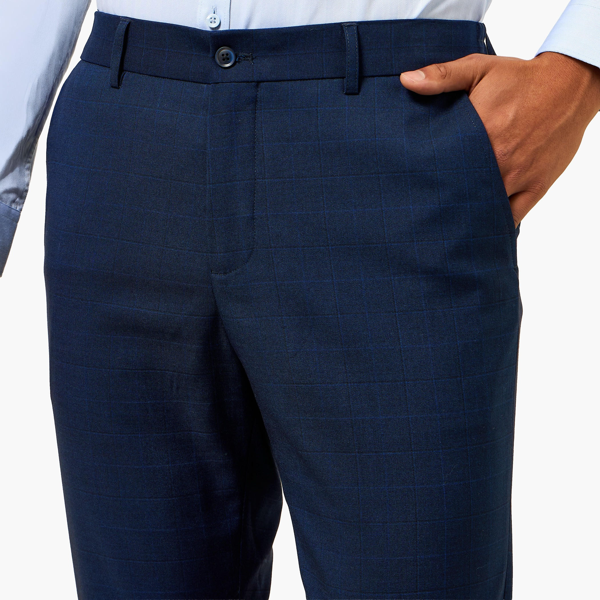 بنطلون رسمي بقصة سليم وخصر مرن -men-clothing-bottoms-trousersandchinos-trousers-image-3