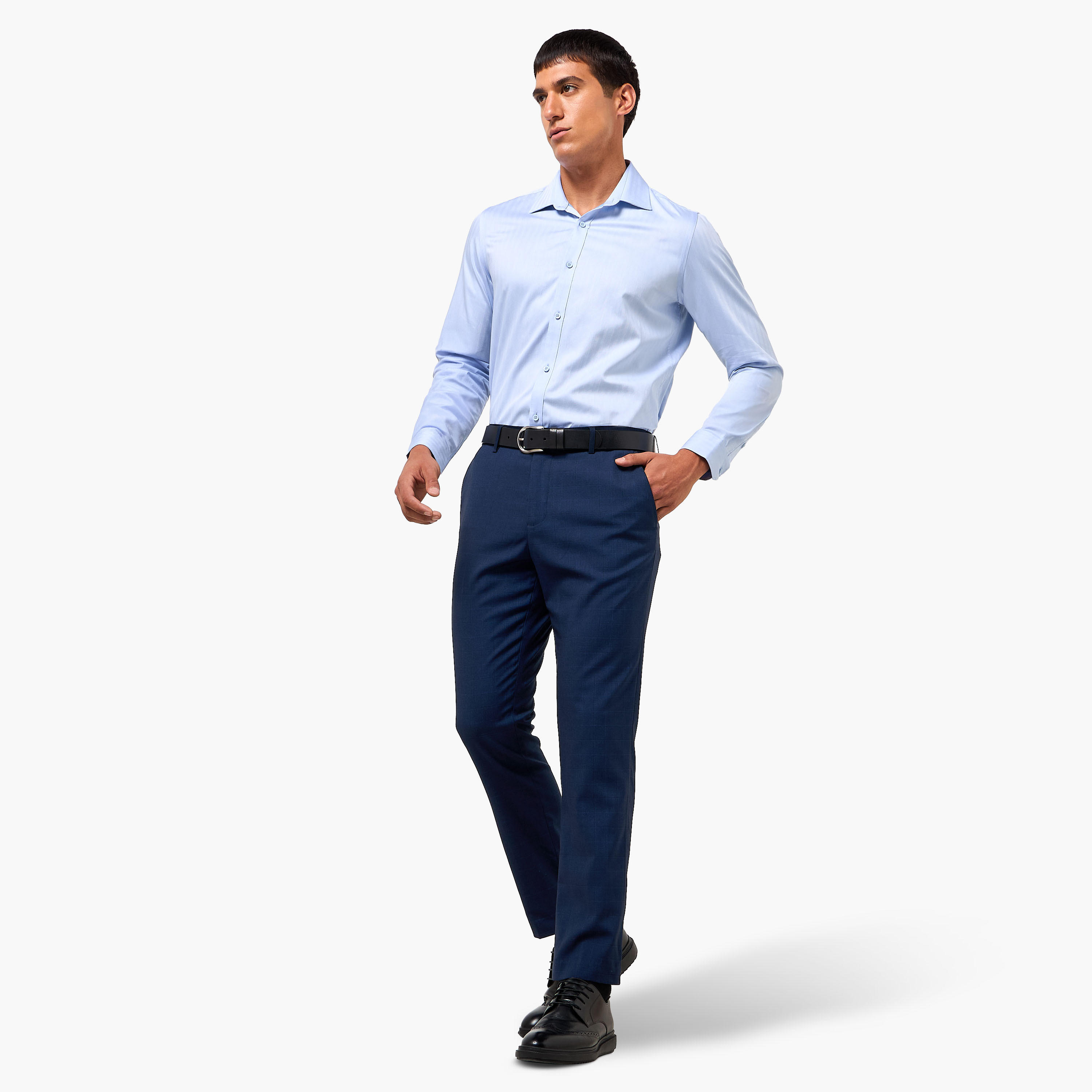 بنطلون رسمي بقصة سليم وخصر مرن -men-clothing-bottoms-trousersandchinos-trousers-image-4