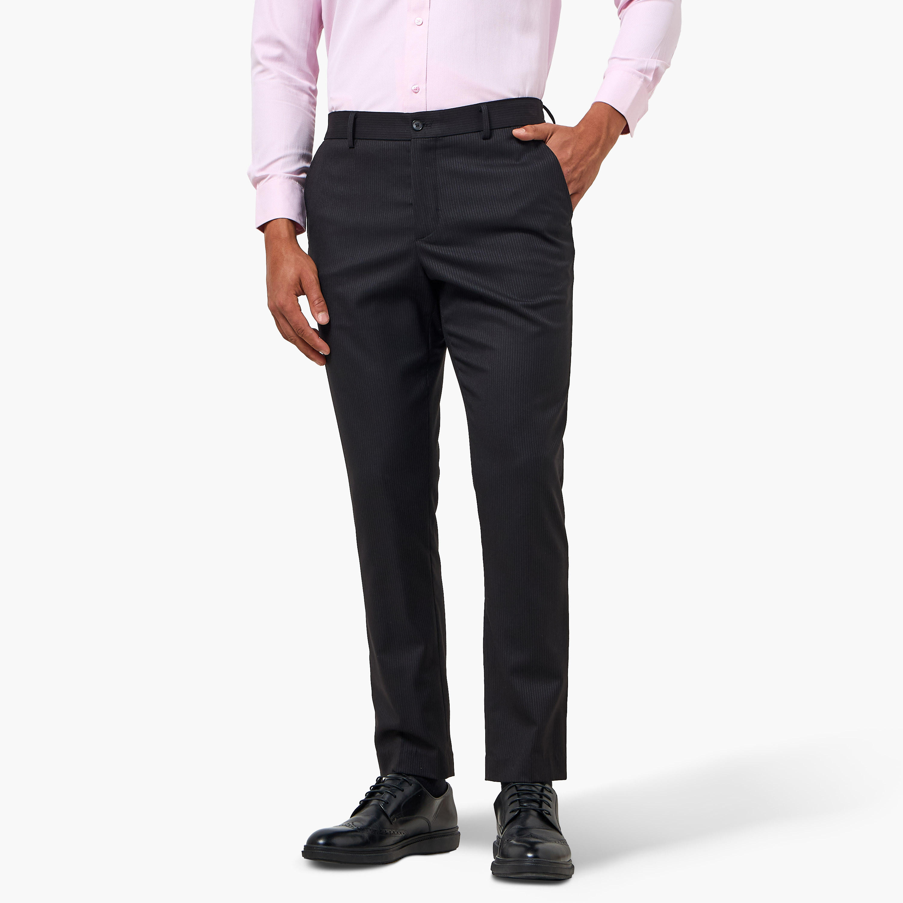 بنطلون رسمي بقصة عادية وخصر مرن-men-clothing-bottoms-trousersandchinos-trousers-image-4