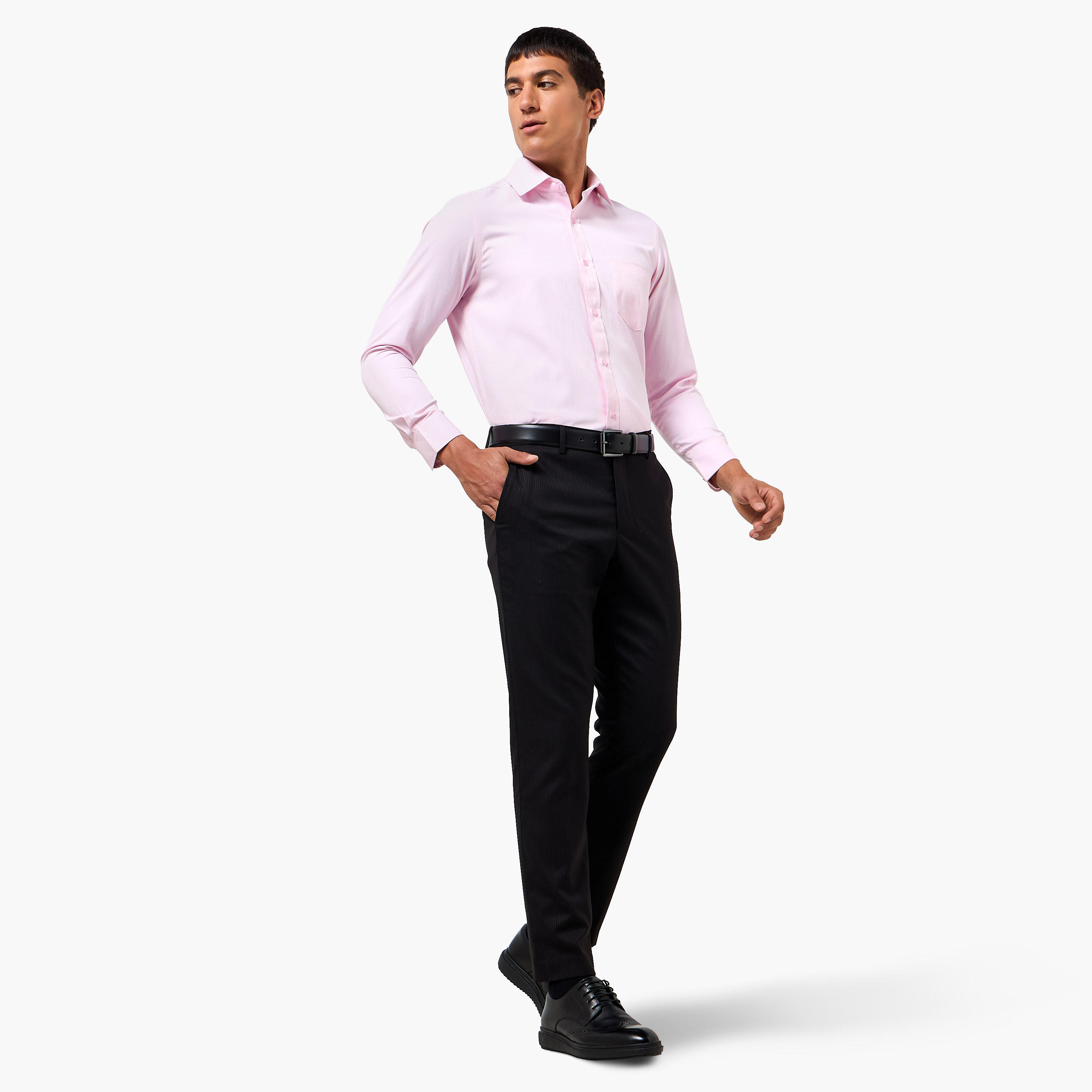 بنطلون رسمي بقصة عادية وخصر مرن-men-clothing-bottoms-trousersandchinos-trousers-image-2