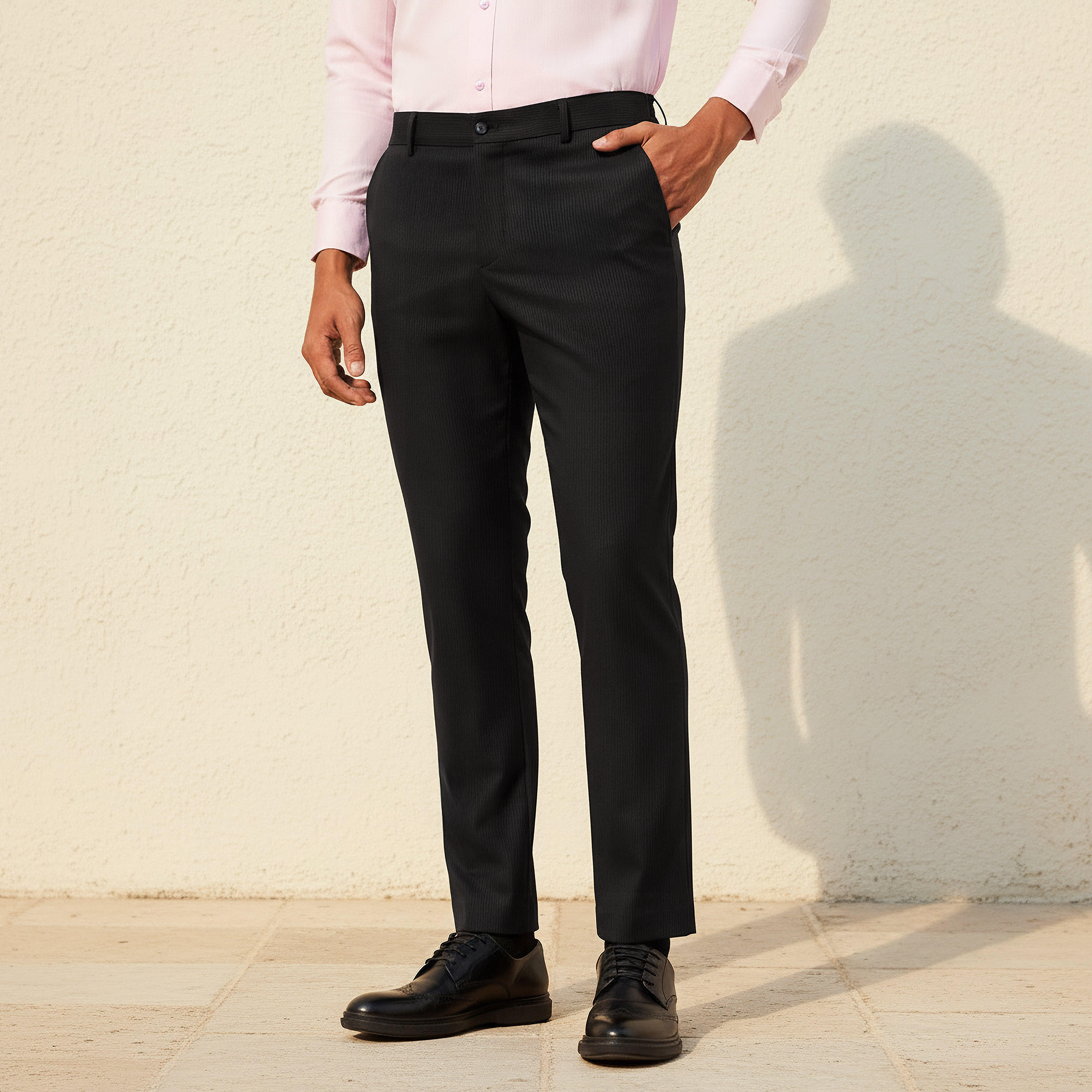 بنطلون رسمي بقصة عادية وخصر مرن-men-clothing-bottoms-trousersandchinos-trousers-image-5