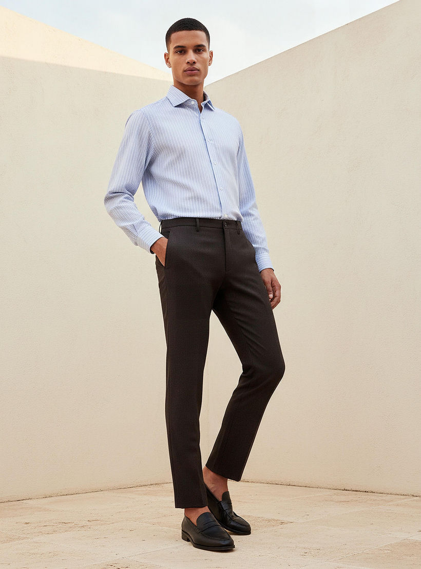 بنطلون رسمي بقصة سليم وخصر مرن -men-clothing-bottoms-trousersandchinos-trousers-image-2