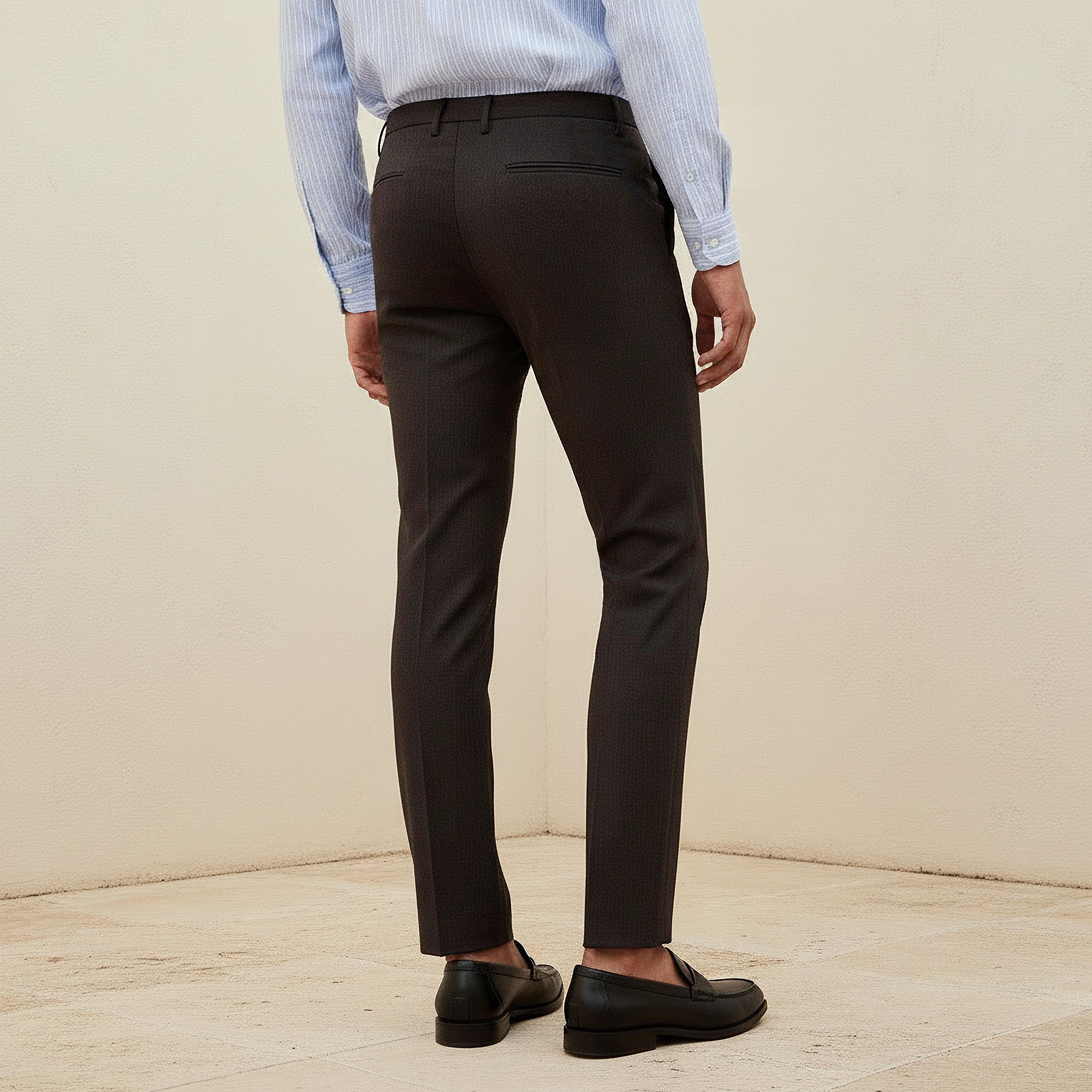 بنطلون رسمي بقصة سليم وخصر مرن -men-clothing-bottoms-trousersandchinos-trousers-image-1