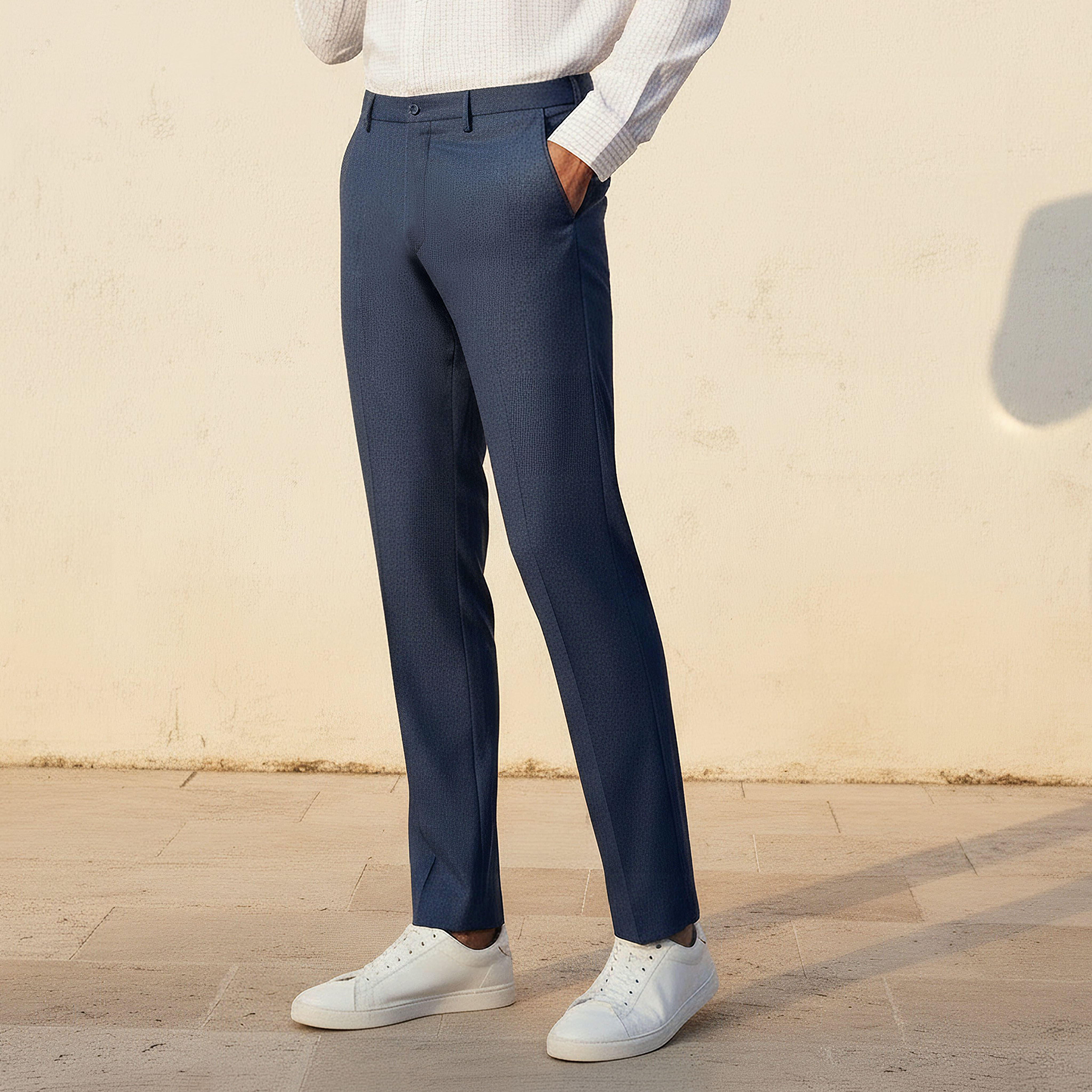 بنطلون رسمي بقصة سليم وخصر مرن -men-clothing-bottoms-trousersandchinos-trousers-image-1
