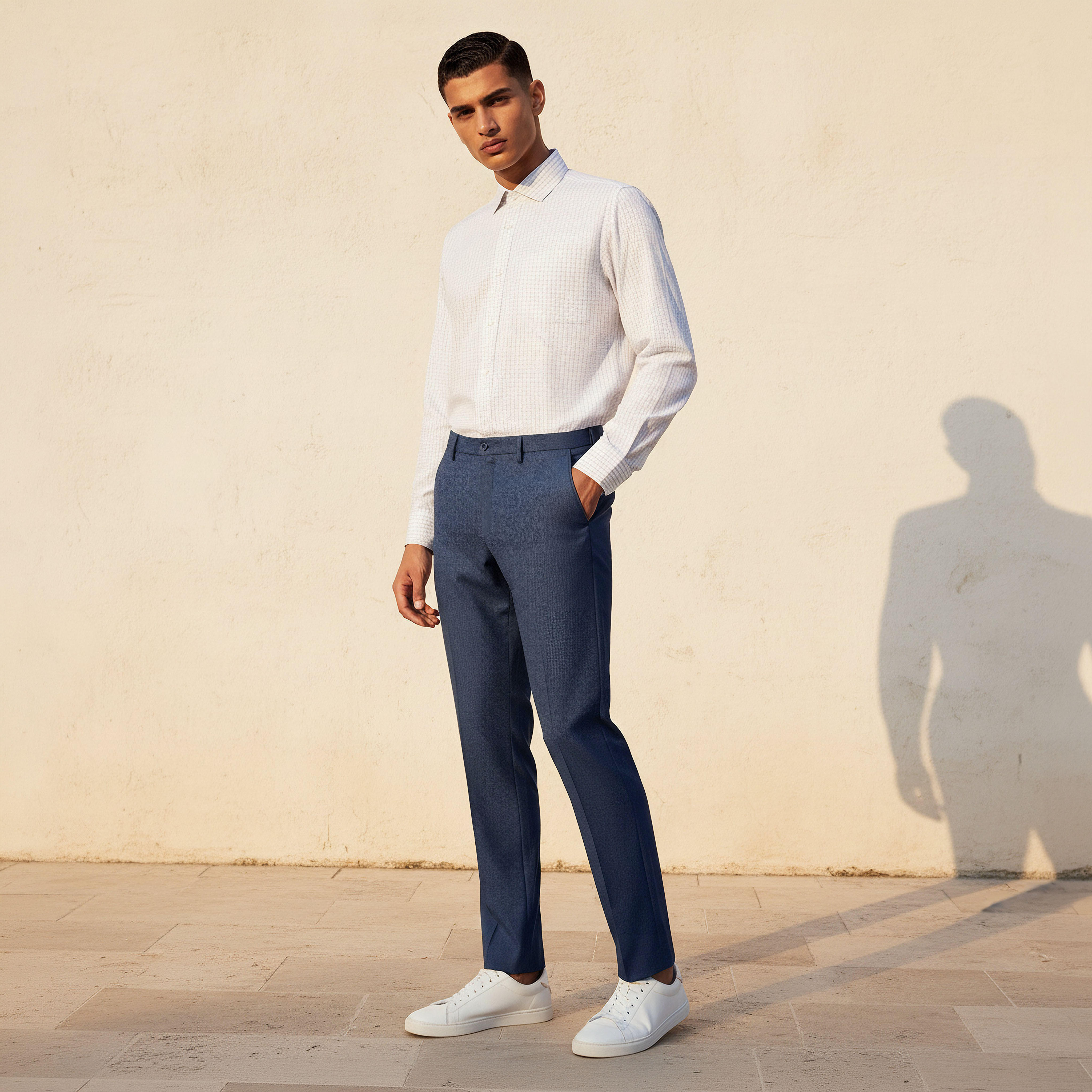 بنطلون رسمي بقصة سليم وخصر مرن -men-clothing-bottoms-trousersandchinos-trousers-image-3