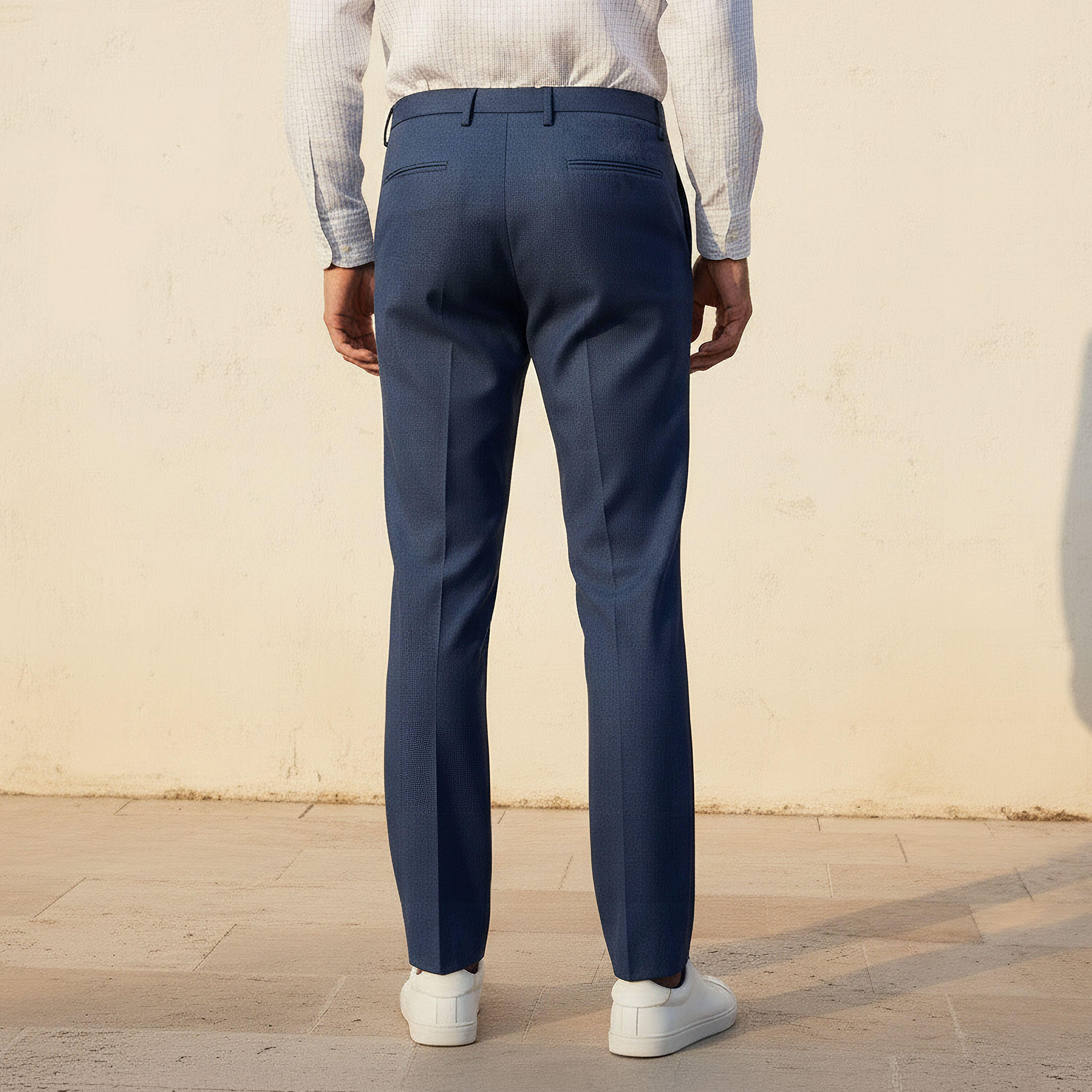 بنطلون رسمي بقصة سليم وخصر مرن -men-clothing-bottoms-trousersandchinos-trousers-image-4