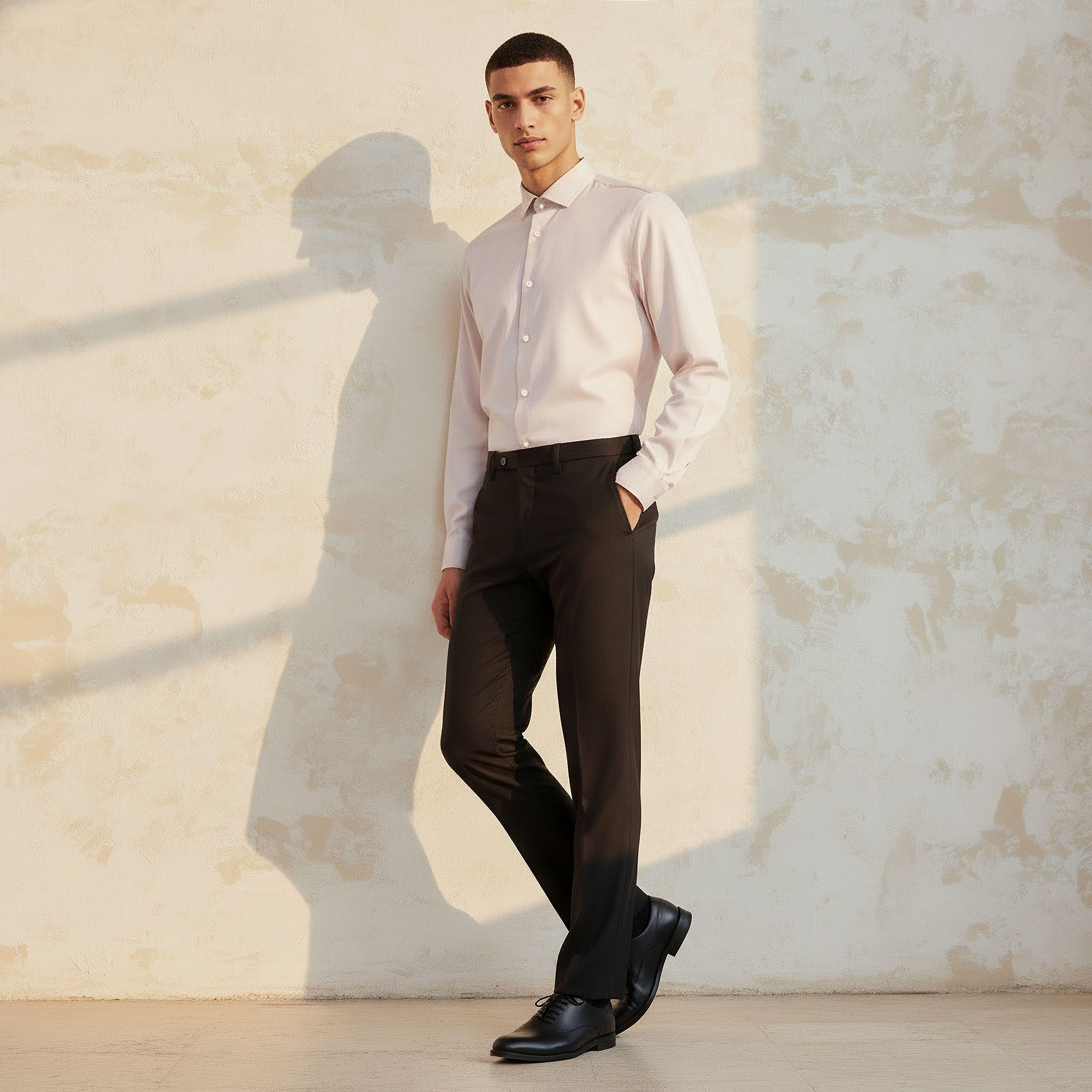 Men Regular Fit Collared Textured Long Sleeves Shirt-men-clothing-shirts-image-3