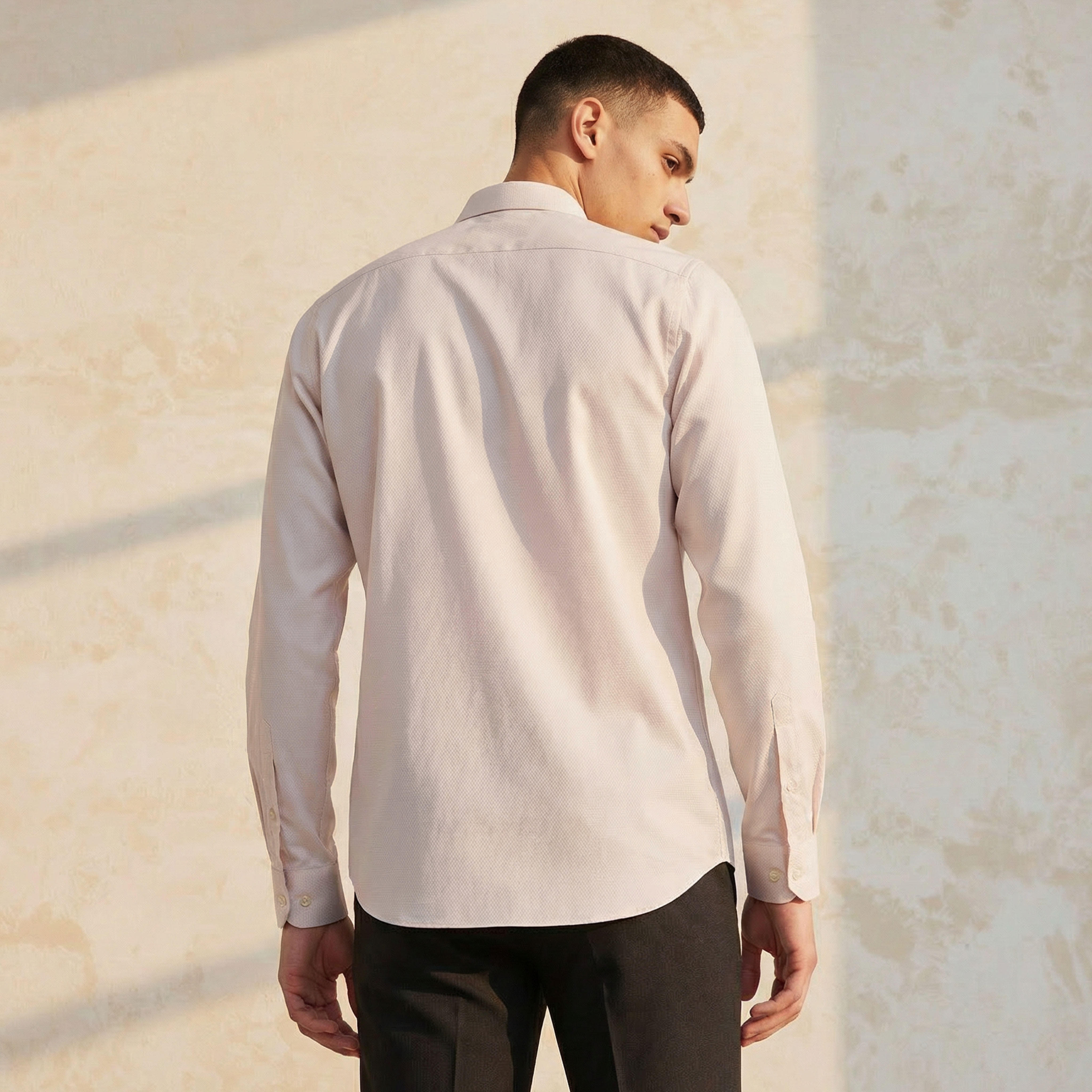 Men Regular Fit Collared Textured Long Sleeves Shirt-men-clothing-shirts-image-4