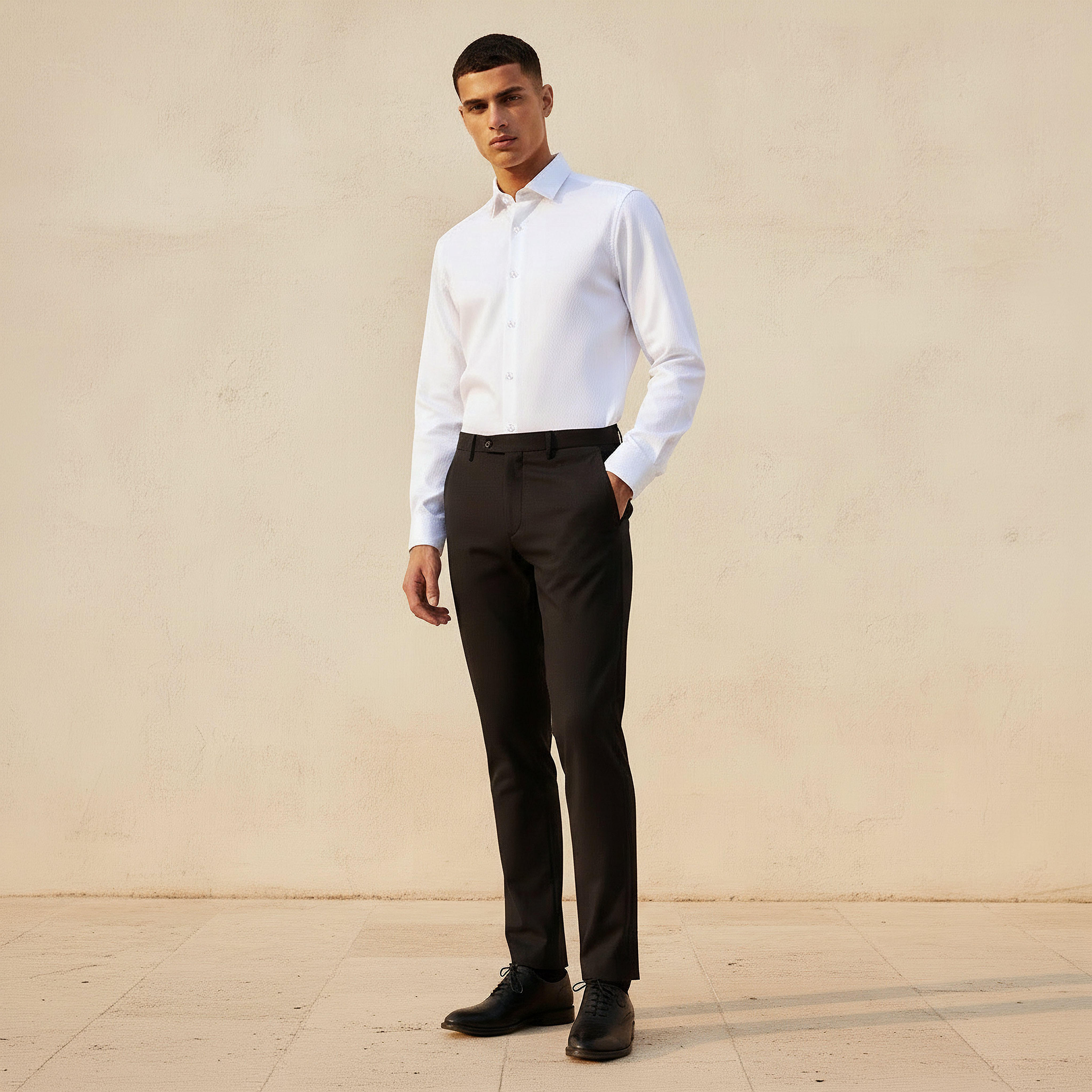 Men Regular Fit Collared Textured Long Sleeves Shirt-men-clothing-shirts-image-3