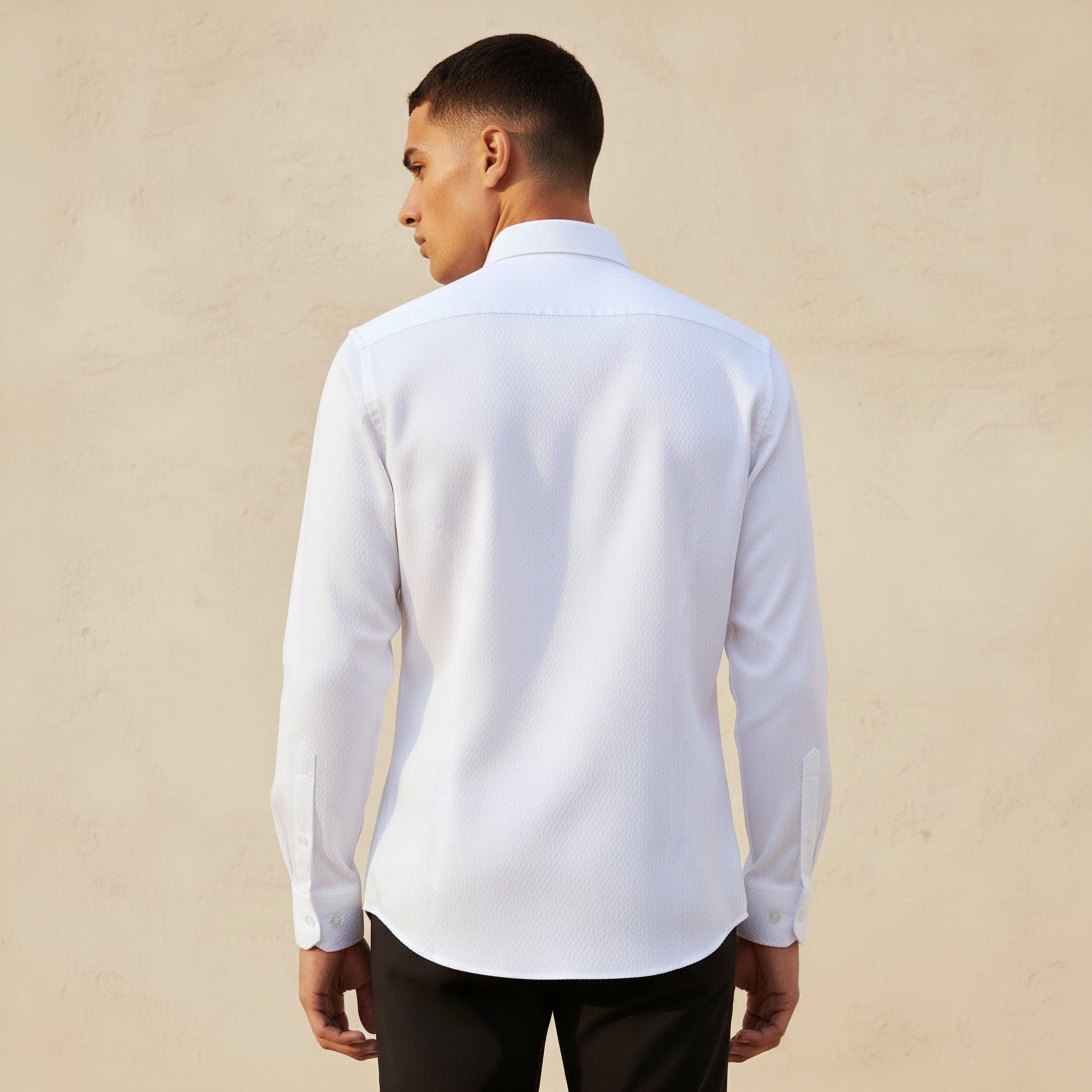 Men Regular Fit Collared Textured Long Sleeves Shirt-men-clothing-shirts-image-4