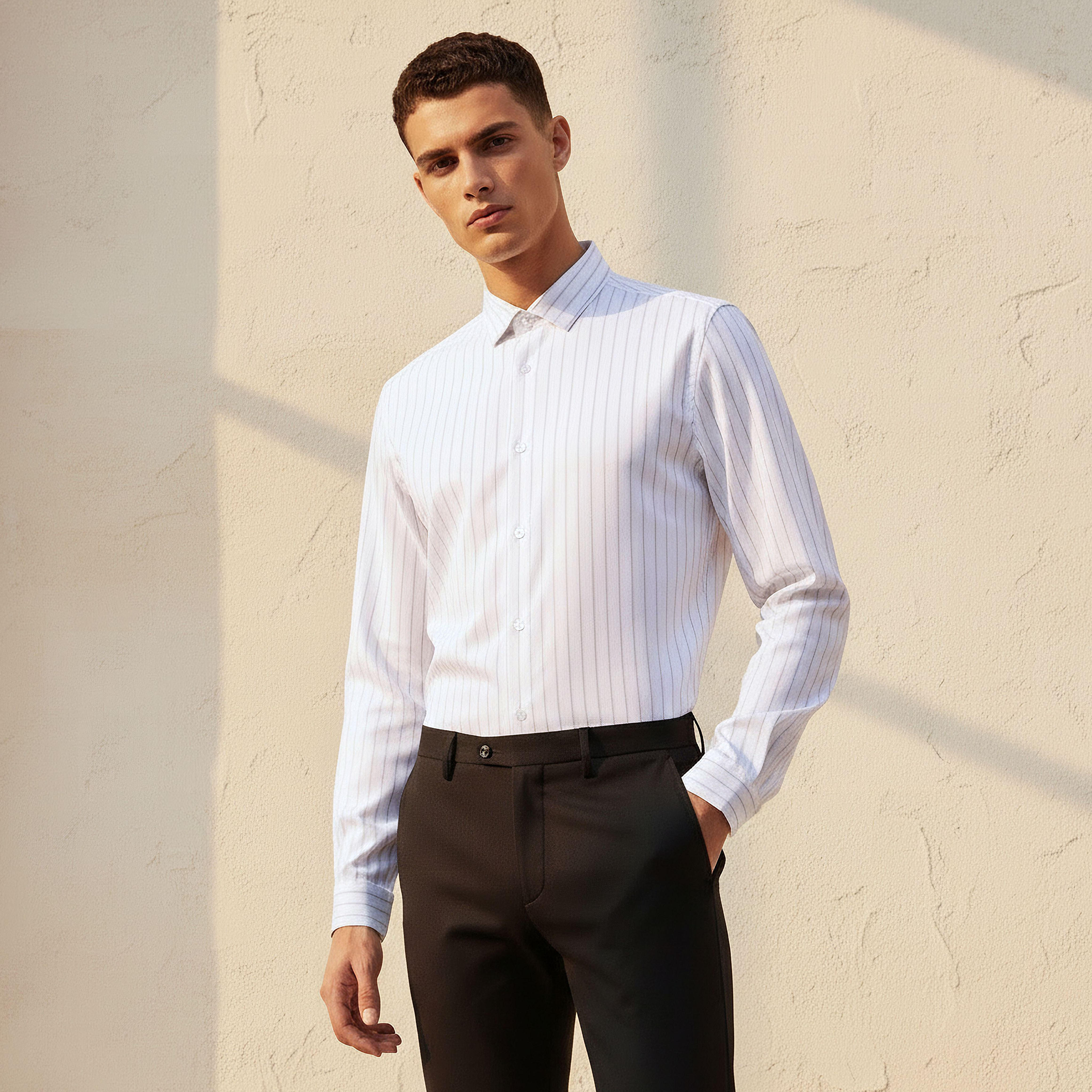Men Regular Fit Collared Striped Long Sleeves Shirt-men-clothing-shirts-image-1