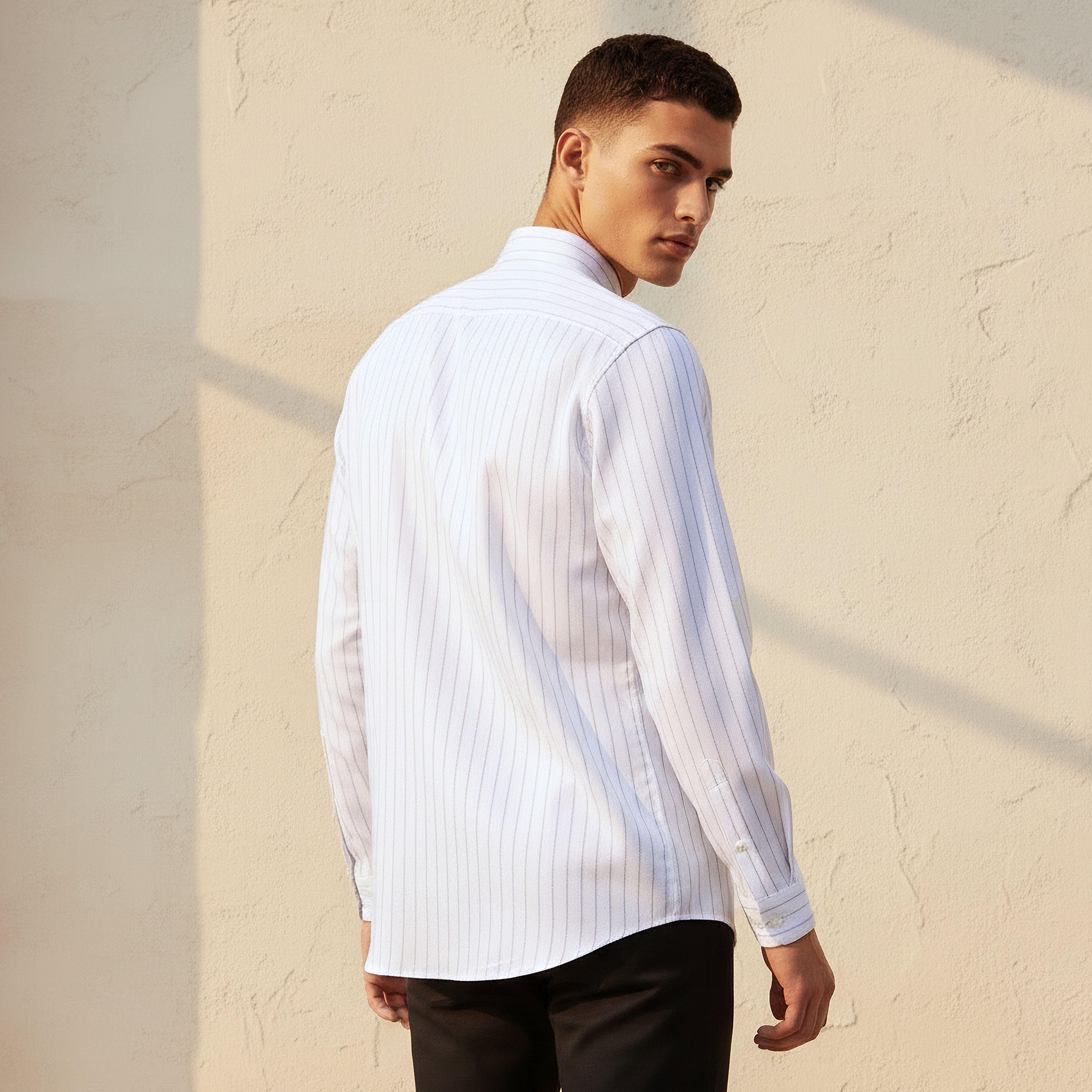 Men Regular Fit Collared Striped Long Sleeves Shirt-men-clothing-shirts-image-4