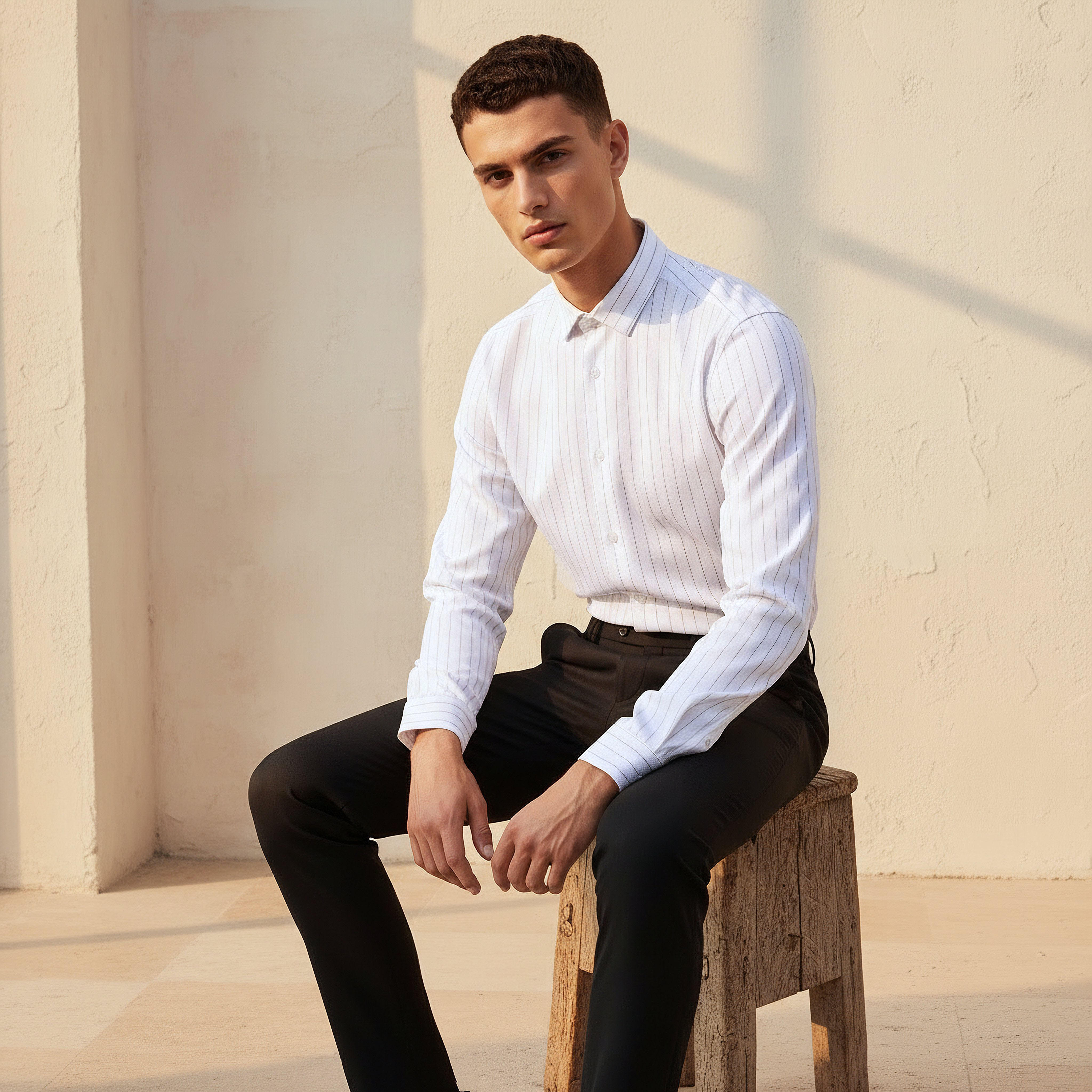 Men Regular Fit Collared Striped Long Sleeves Shirt-men-clothing-shirts-image-5