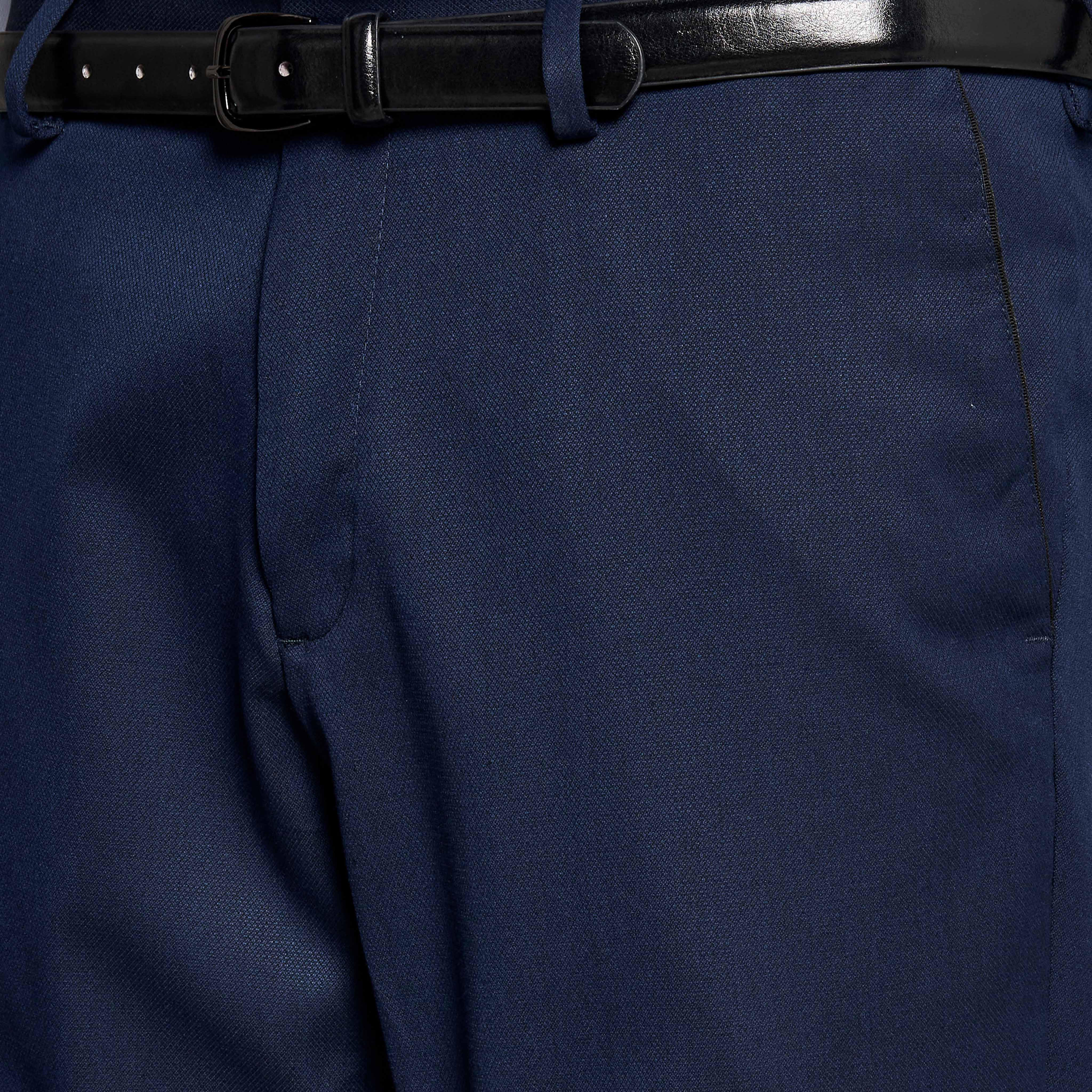 Slim Fit Belted Flexi Waist Formal Trousers-men-clothing-bottoms-trousersandchinos-trousers-image-2